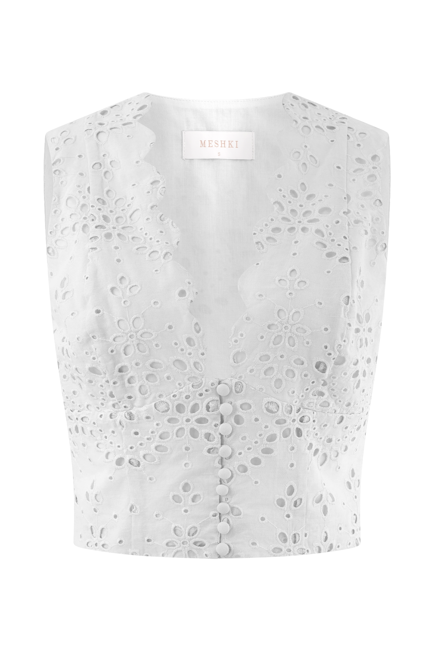 Arla Sleeveless Broderie Top - White #9
