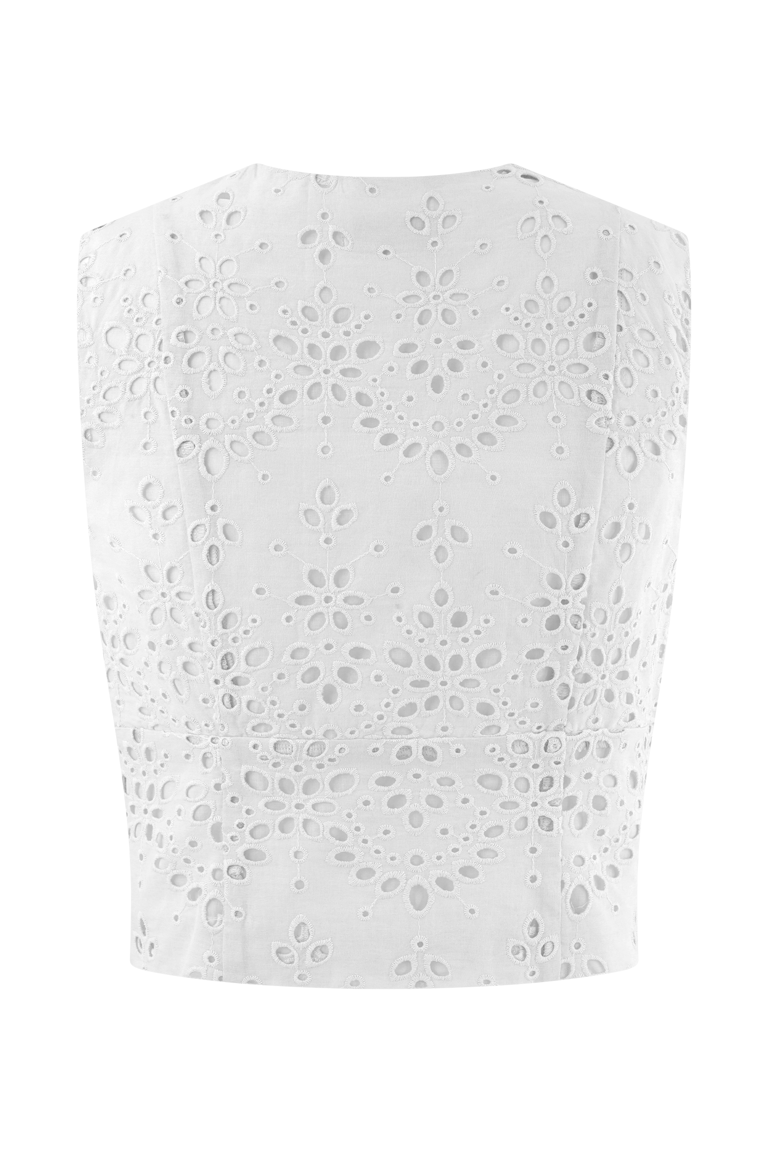 Arla Sleeveless Broderie Top - White #8