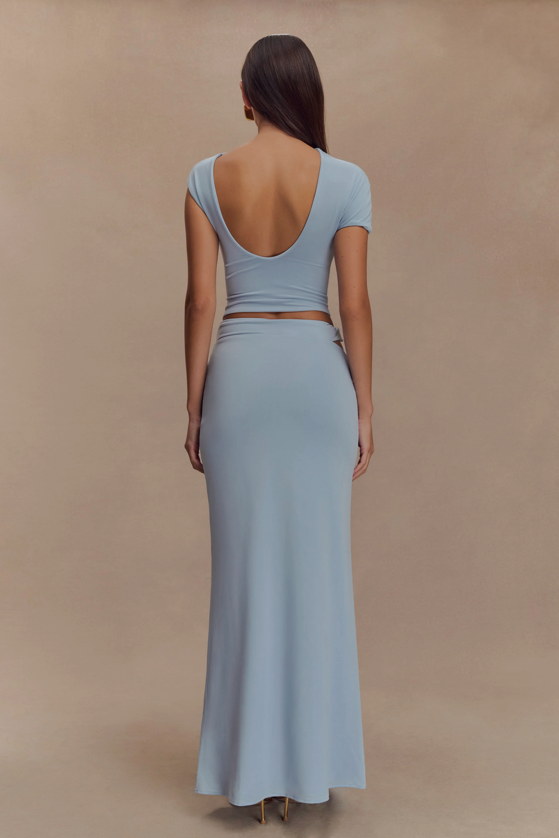 Haven Slinky Twist Midi Skirt - Pale Blue #2