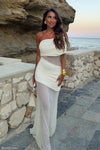 Dallas One Shoulder Mesh Maxi Dress - Ivory