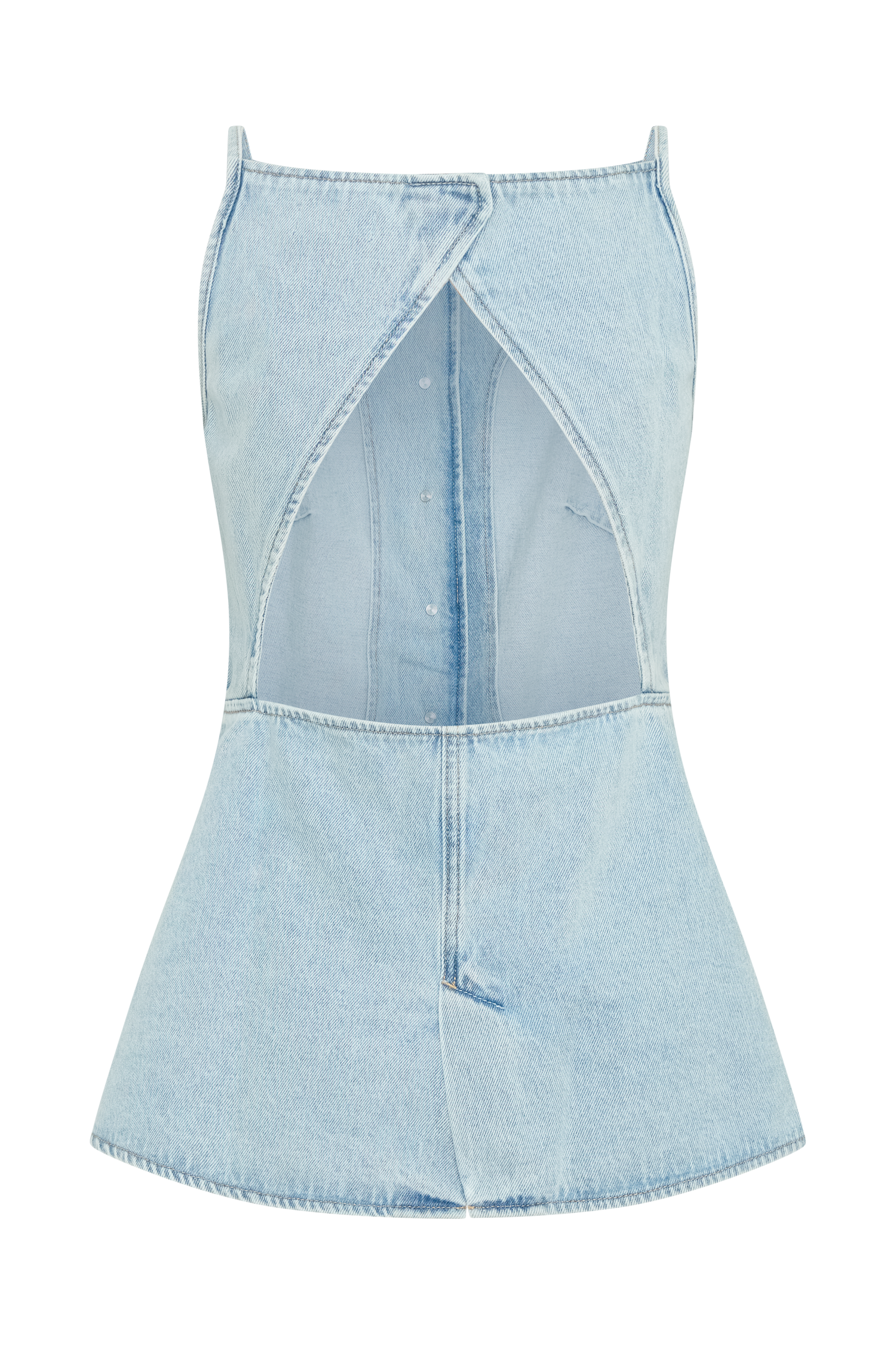 Ashton Sleeveless Button Denim Top - Light Blue #7