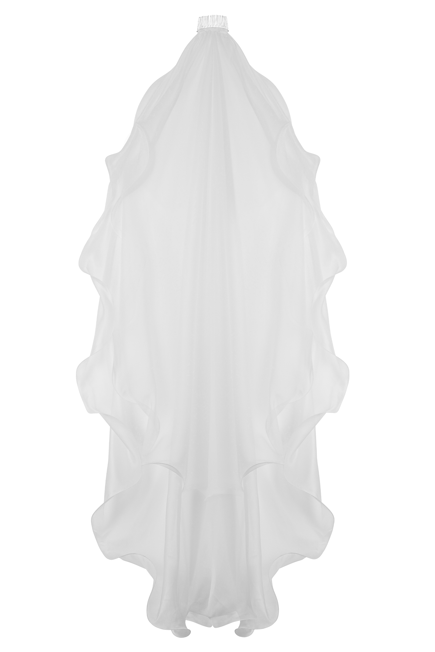 Asteria Draped Chiffon Veil - Ivory #8