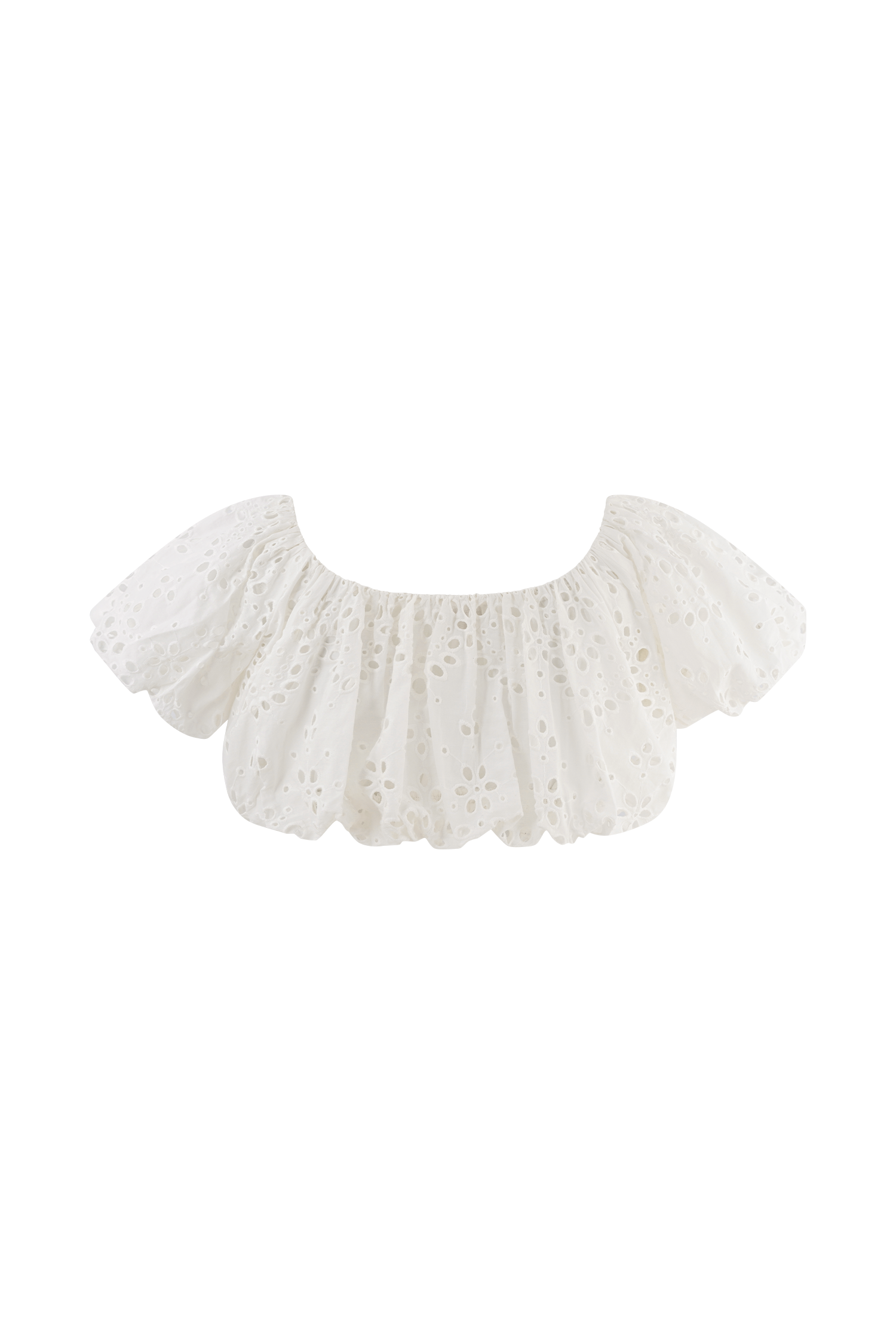 Autumn Off Shoulder Broderie Top - White #8