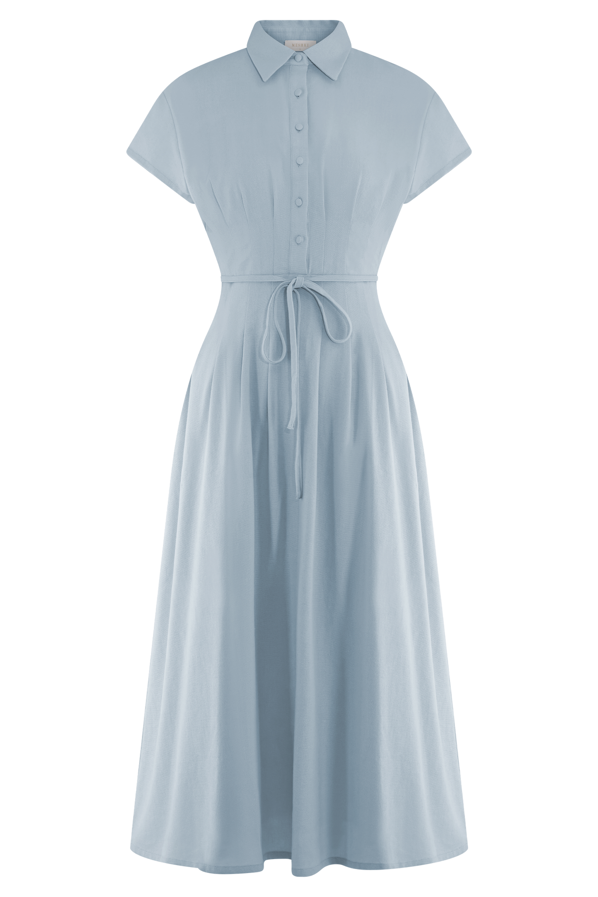 Aysha Buttoned Linen Midi Dress - Cornflower Blue #8