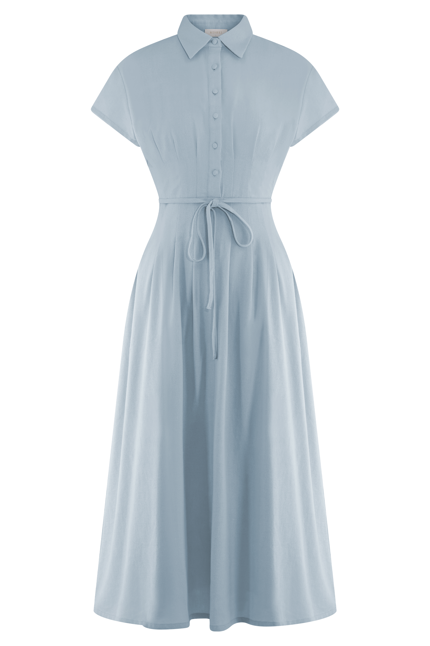Aysha Buttoned Linen Midi Dress - Cornflower Blue #8