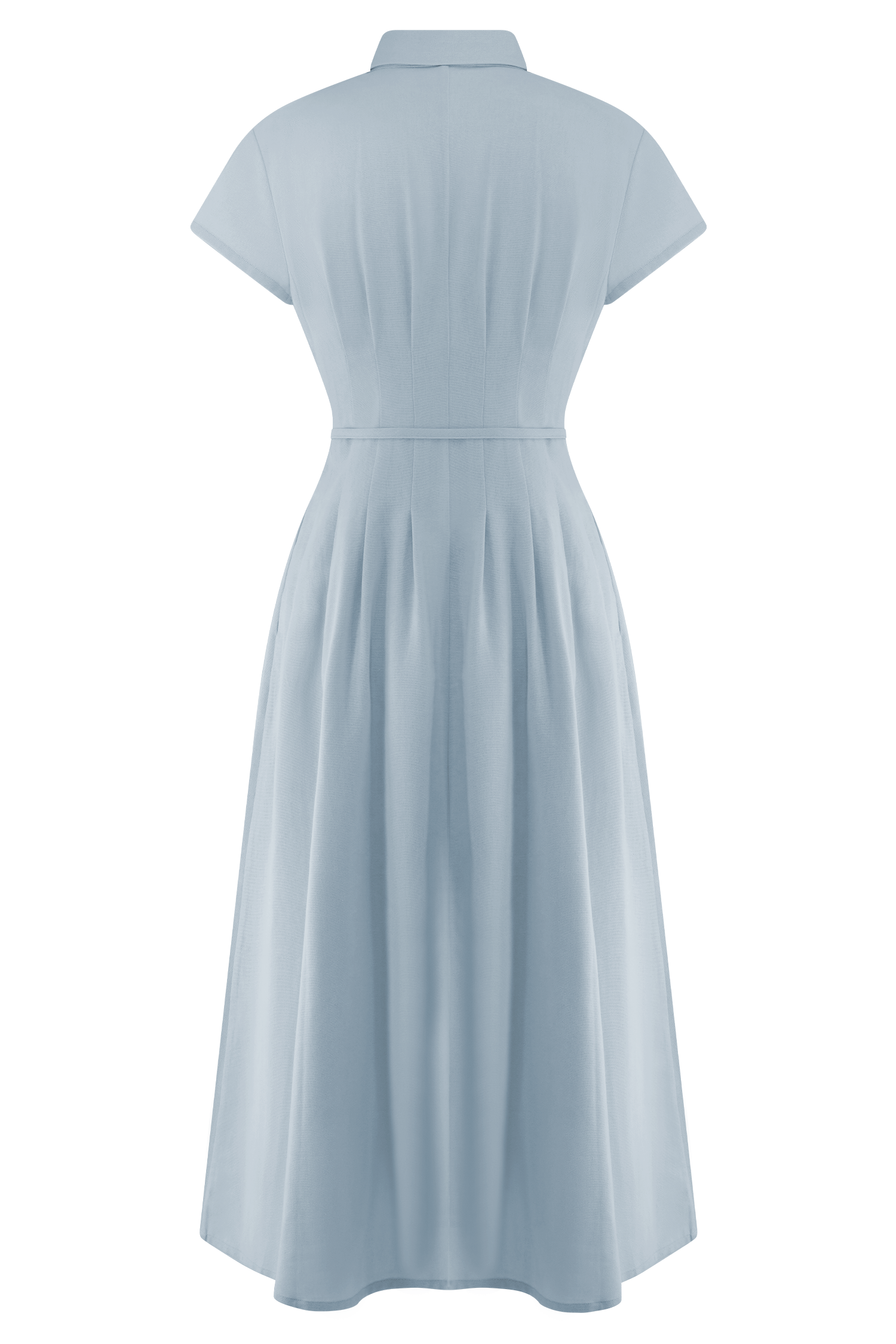 Aysha Buttoned Linen Midi Dress - Cornflower Blue #7