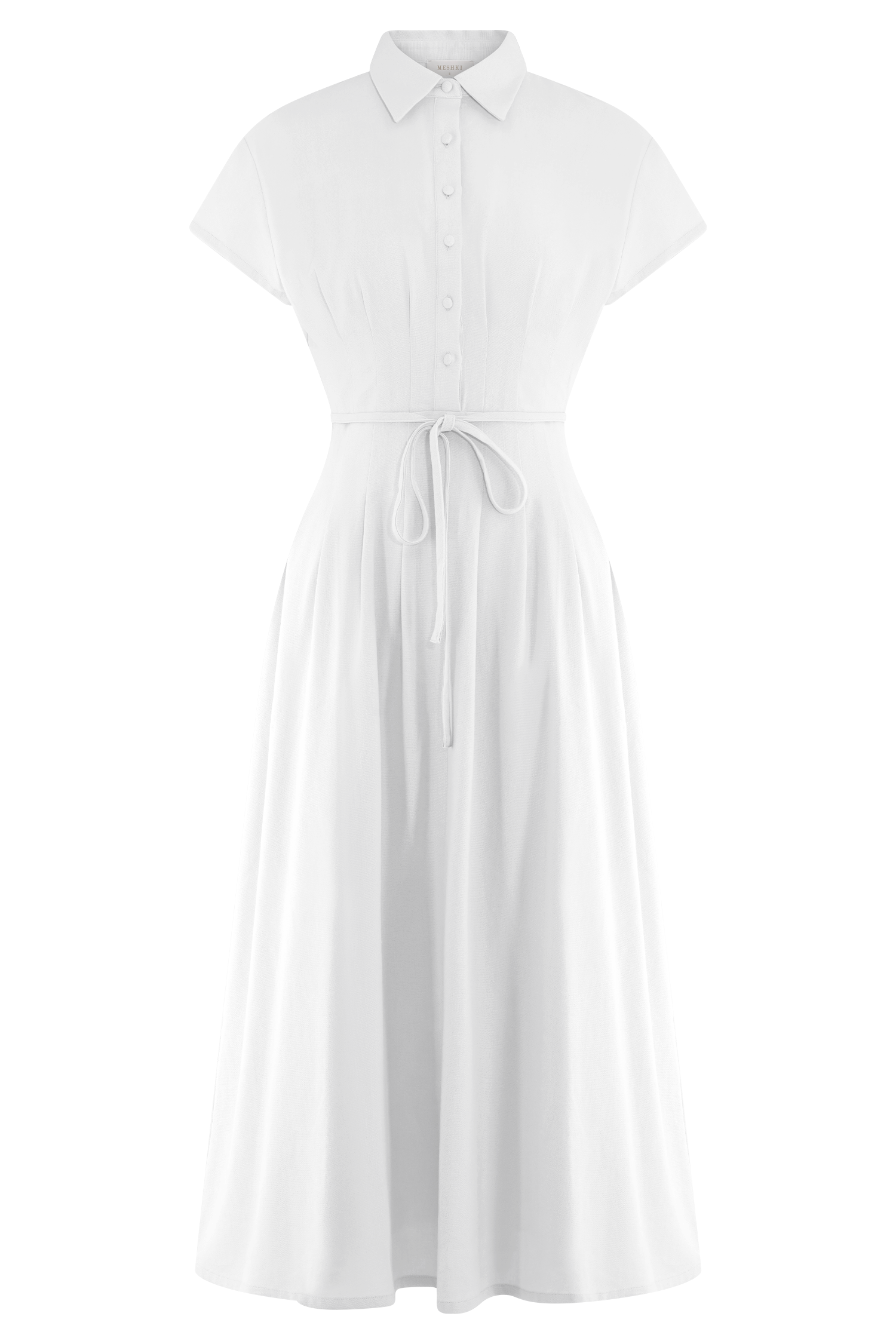 Aysha Buttoned Linen Midi Dress - White #7