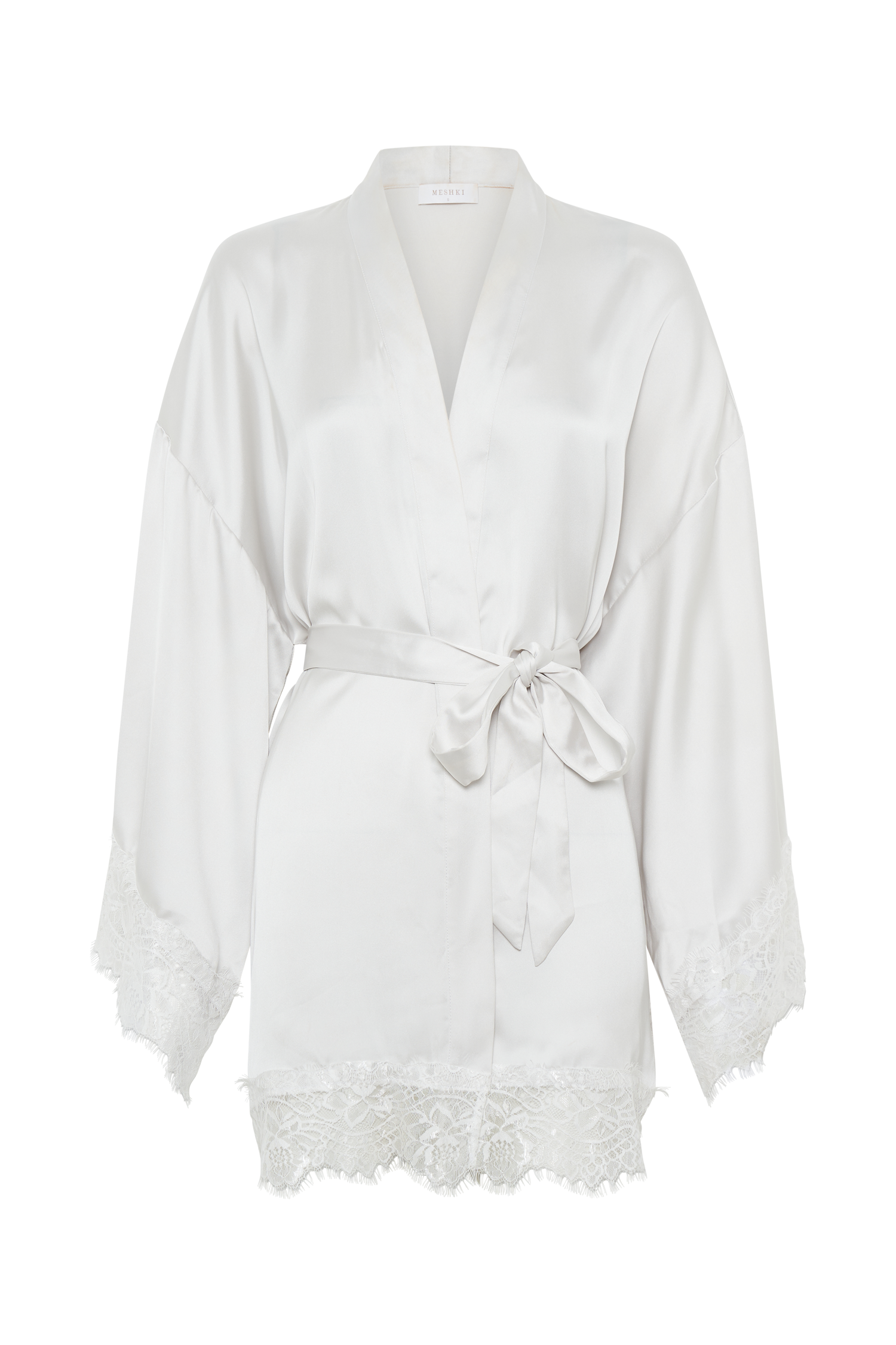 Annabeth Lace Trim Bridal Robe - White #12