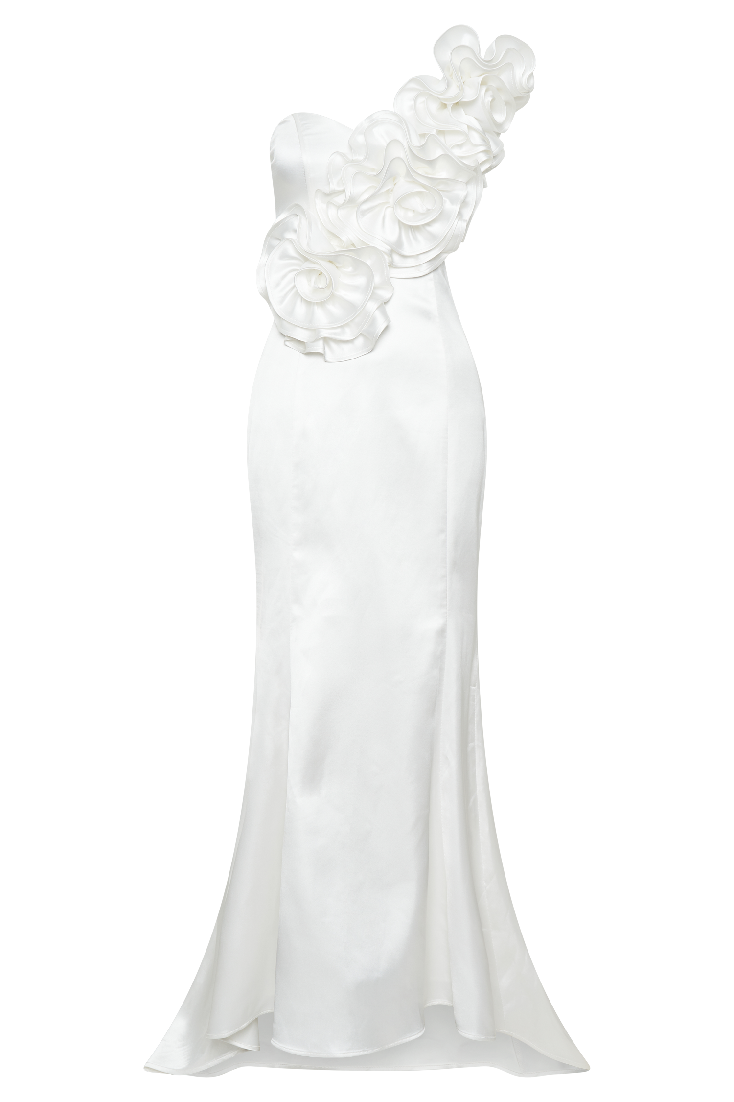 Olivia Strapless Satin Rose Wedding Gown - White #13