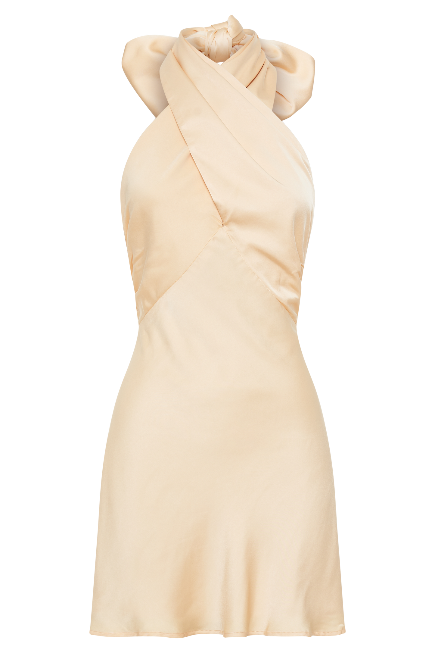 Francine Satin Halter Mini Dress - Peach