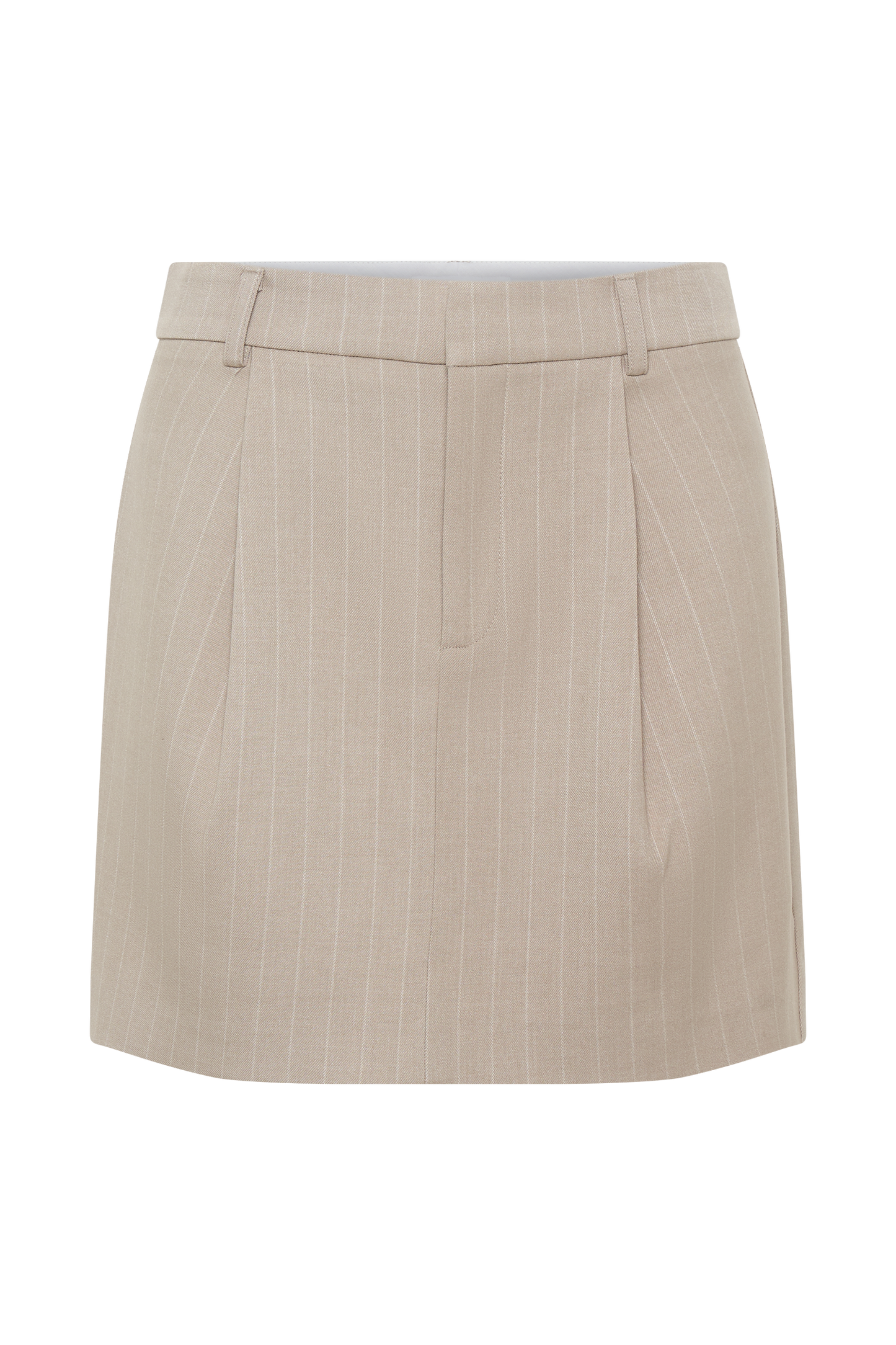 Tracey Suiting Mini Skirt - Taupe Pinstripe