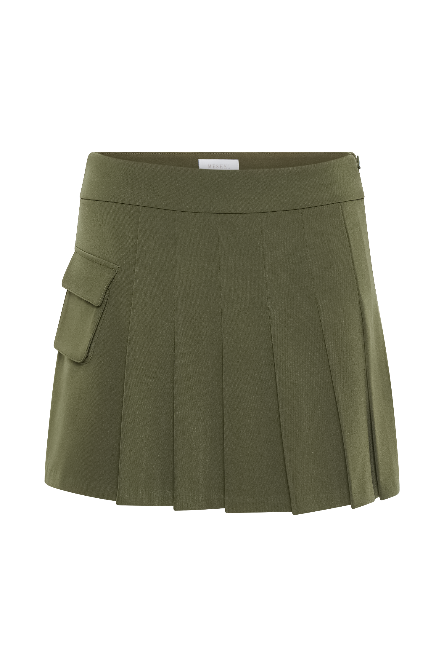 Brigitte Pleated Mini Skirt With Pocket - Military Olive #7