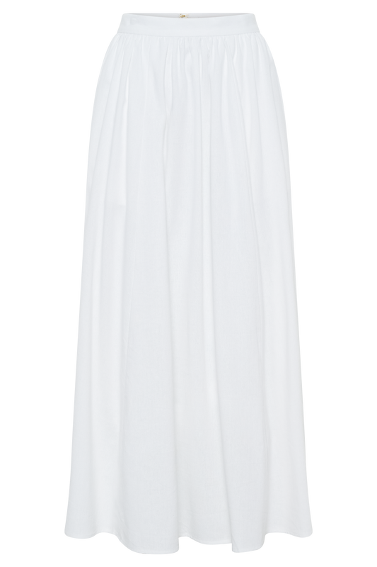 Clarence Linen A-Line Maxi Skirt - White