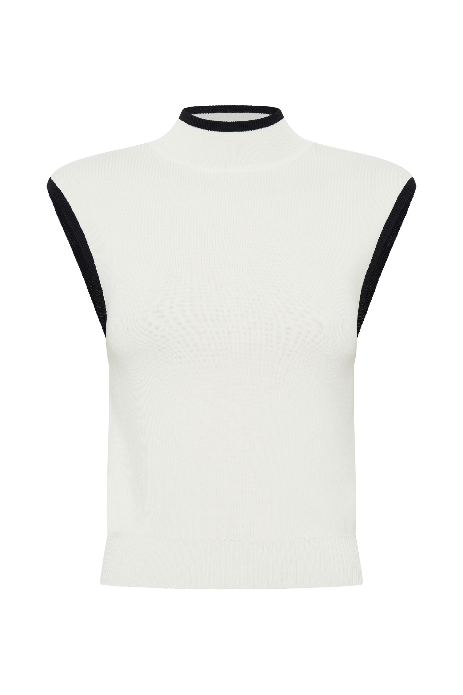 Laurina High Neck Contrast Top - Ivory #9
