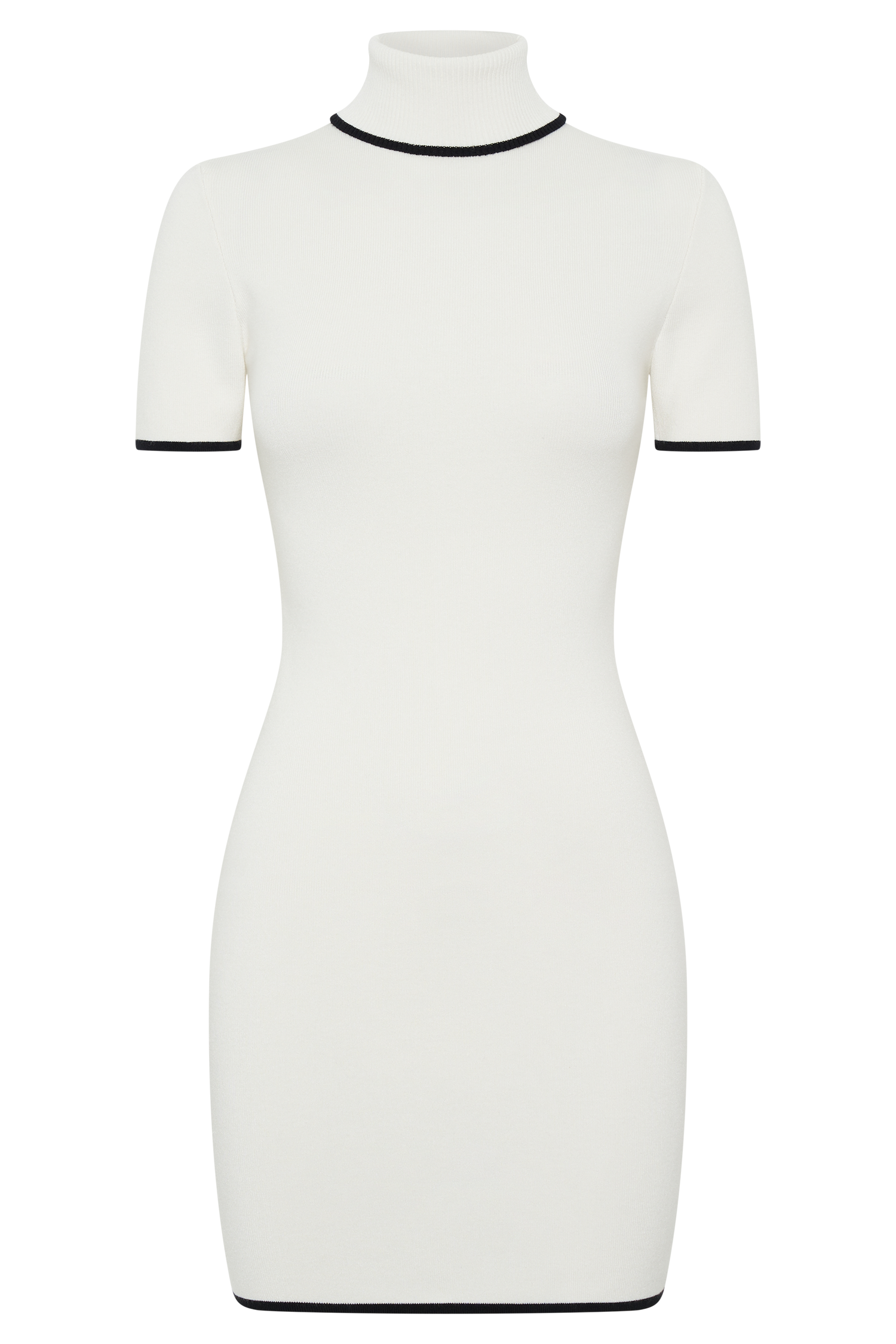 Hayley Turtleneck Contrast Knit Mini Dress - Ivory #9