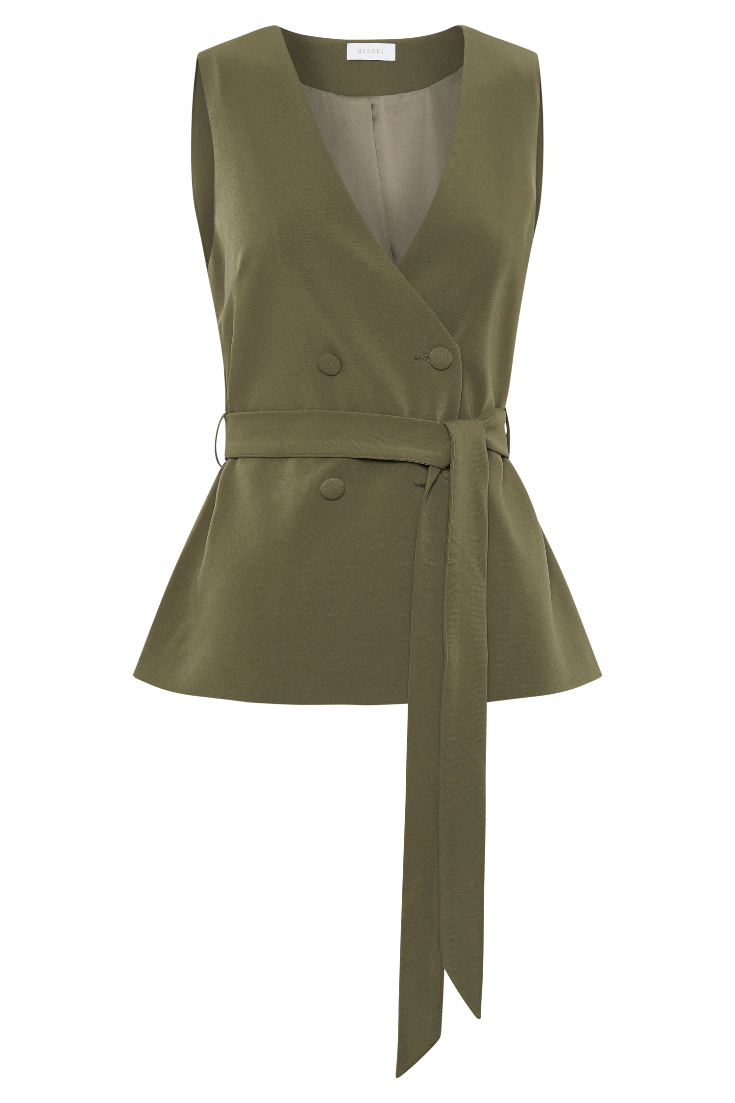 Amelie Suiting Longline Vest - Military Olive #13