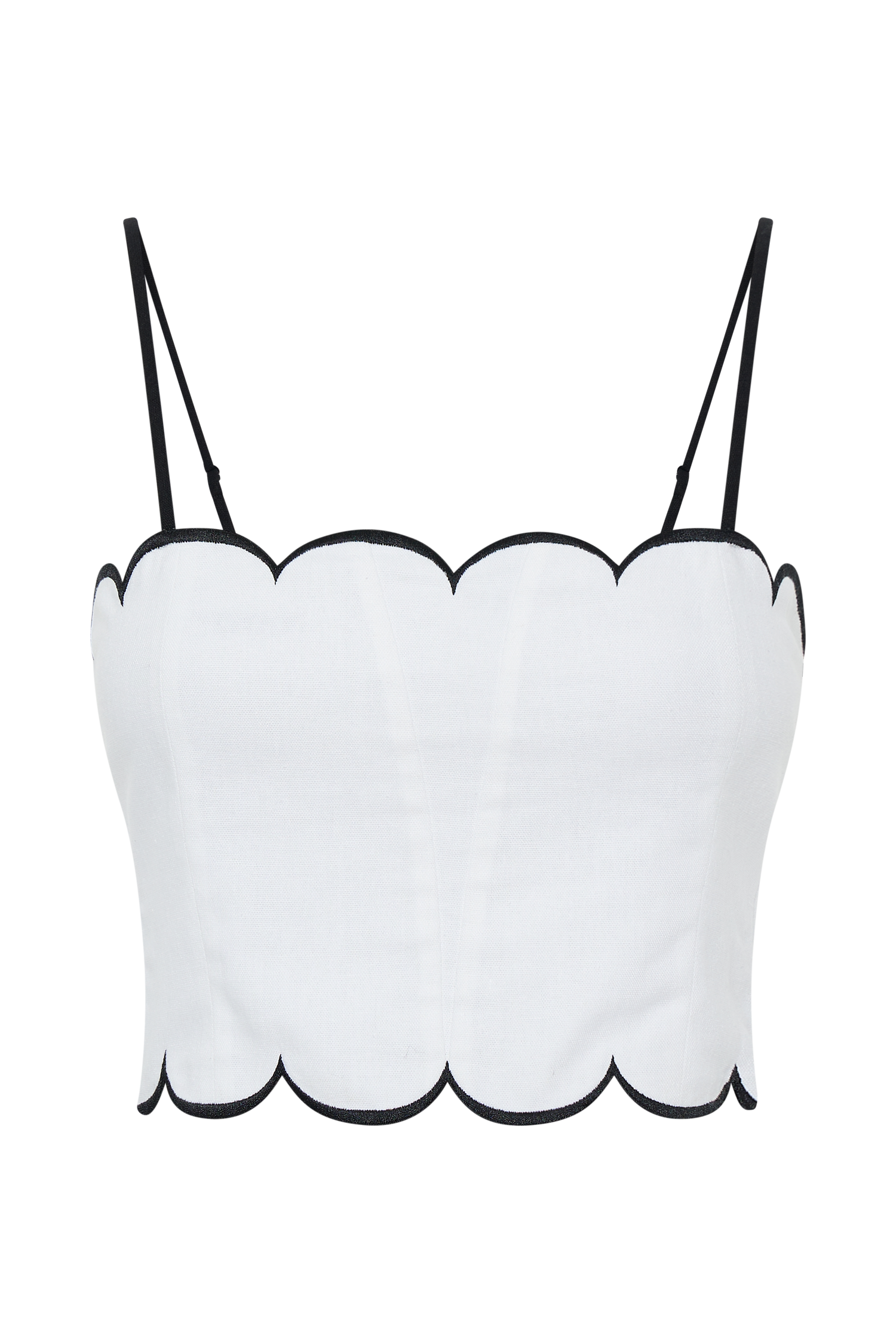 Alessio Scalloped Linen Top - Ivory #10