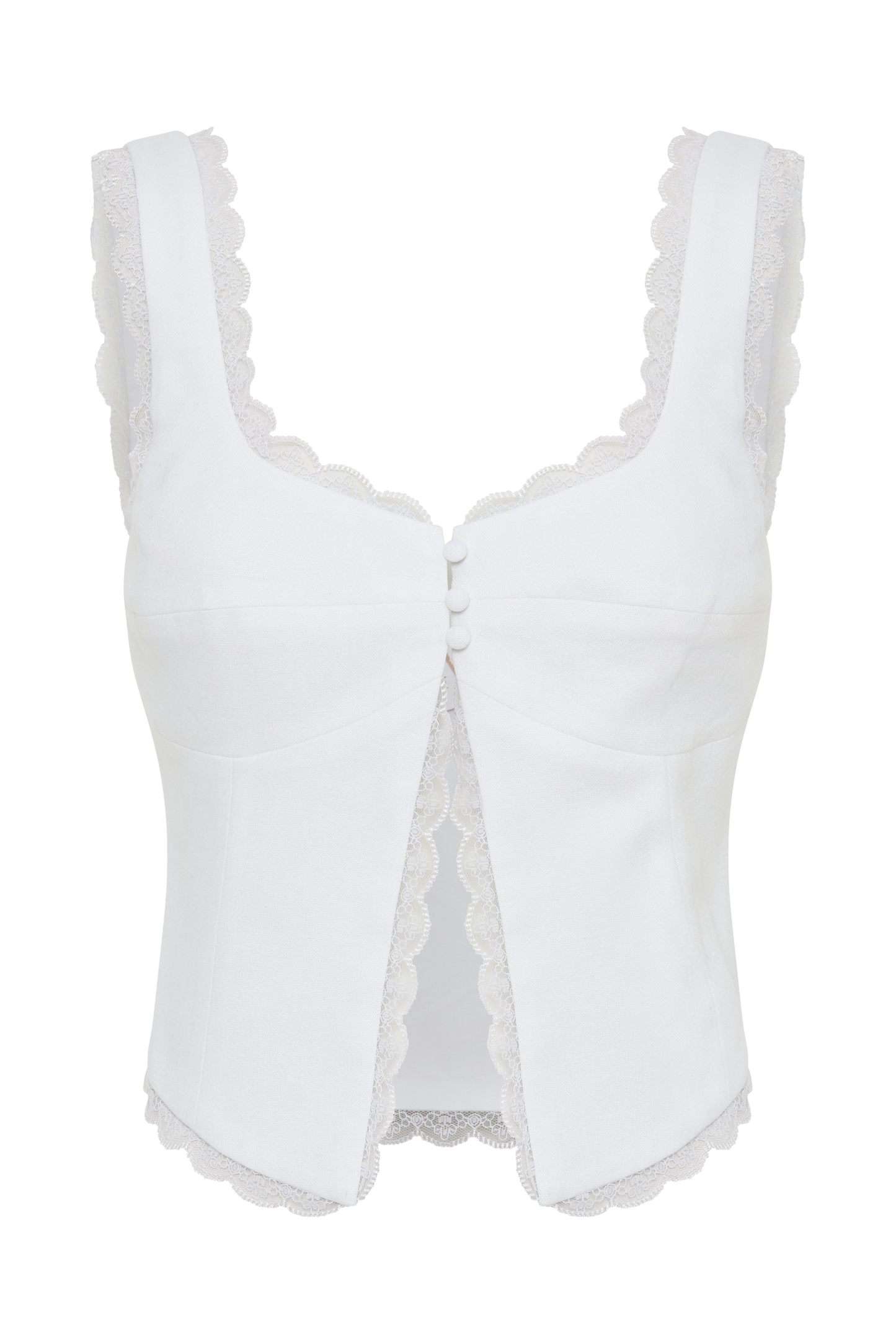 Franca Linen Sleeveless Top - White