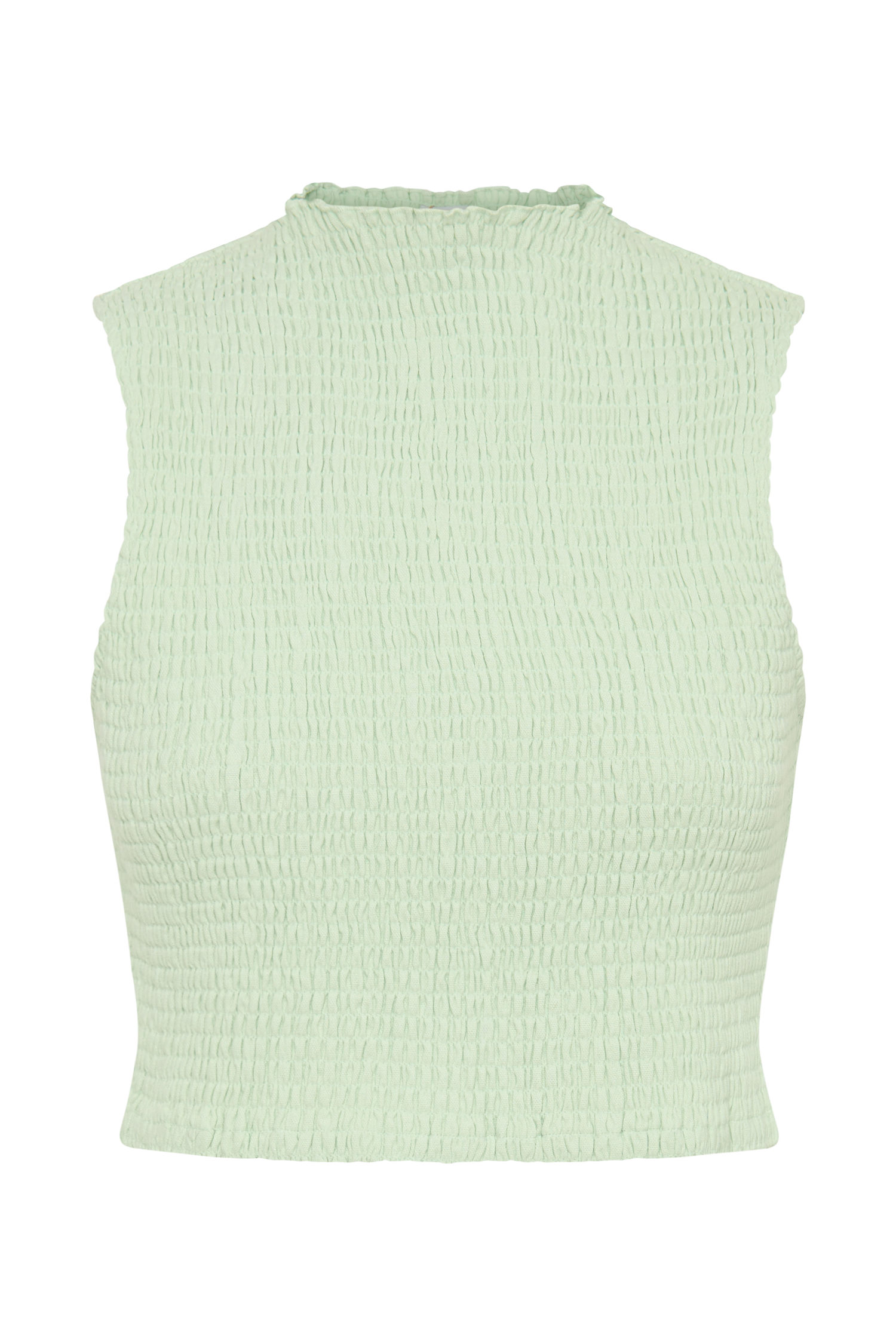Emanuelle Sleeveless Linen Shirring Top - Mint #7