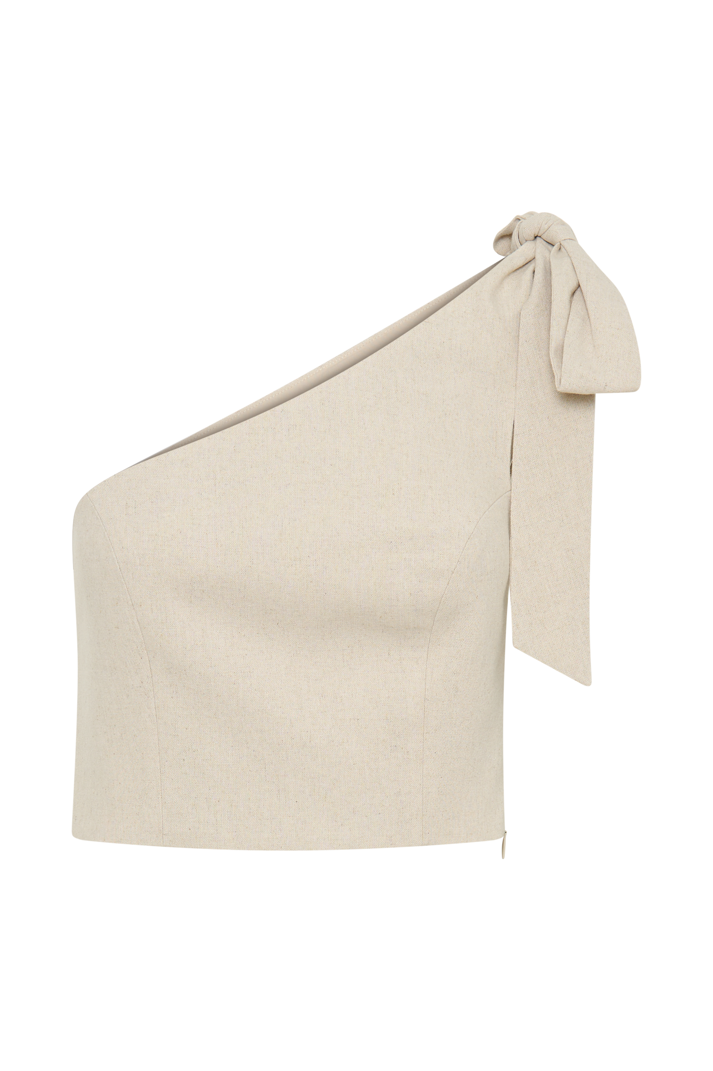 Venezia Linen One Shoulder Tie Top - Natural