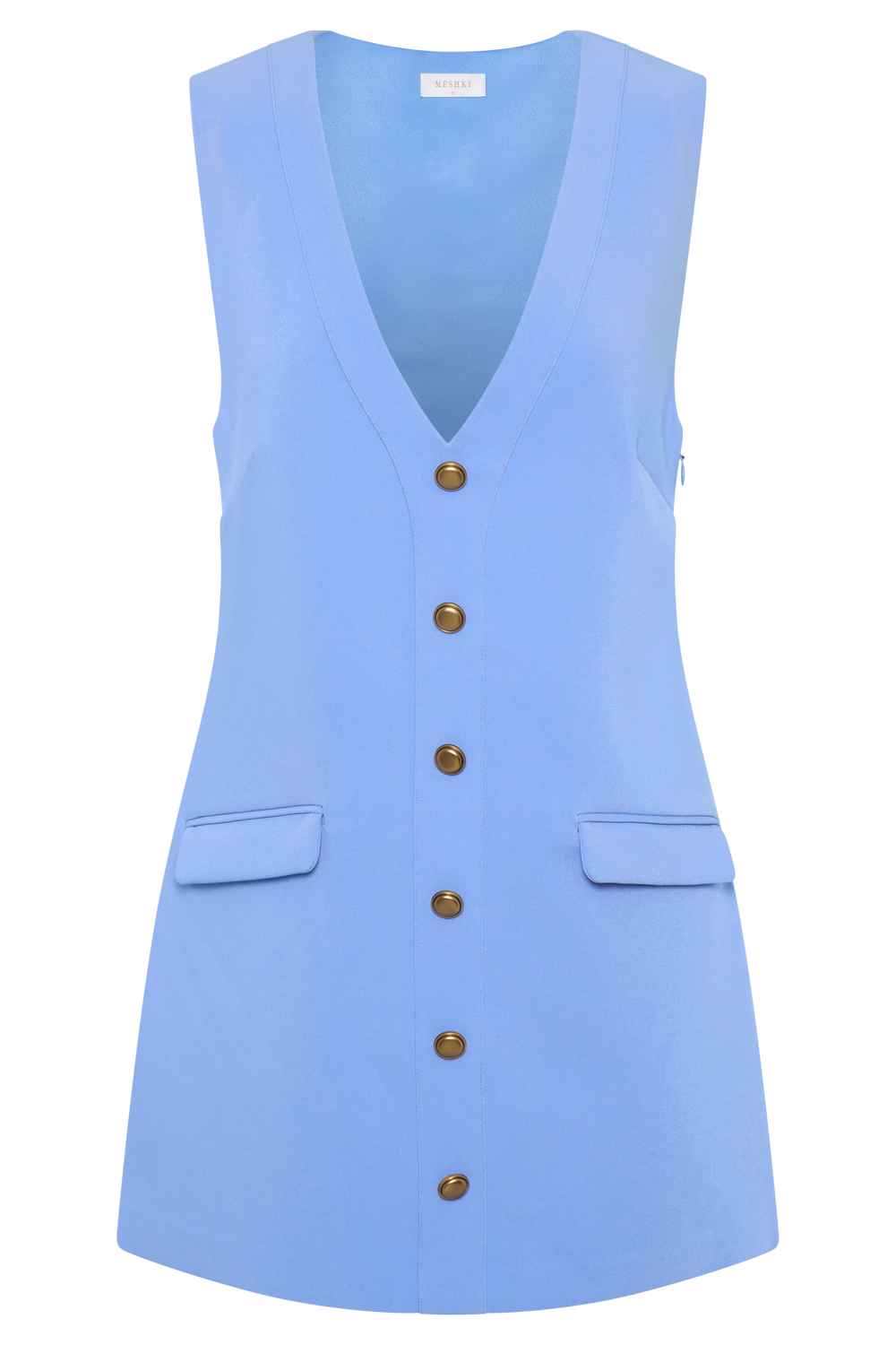 Florentina Sleeveless Suiting Mini Dress - Iris Blue
