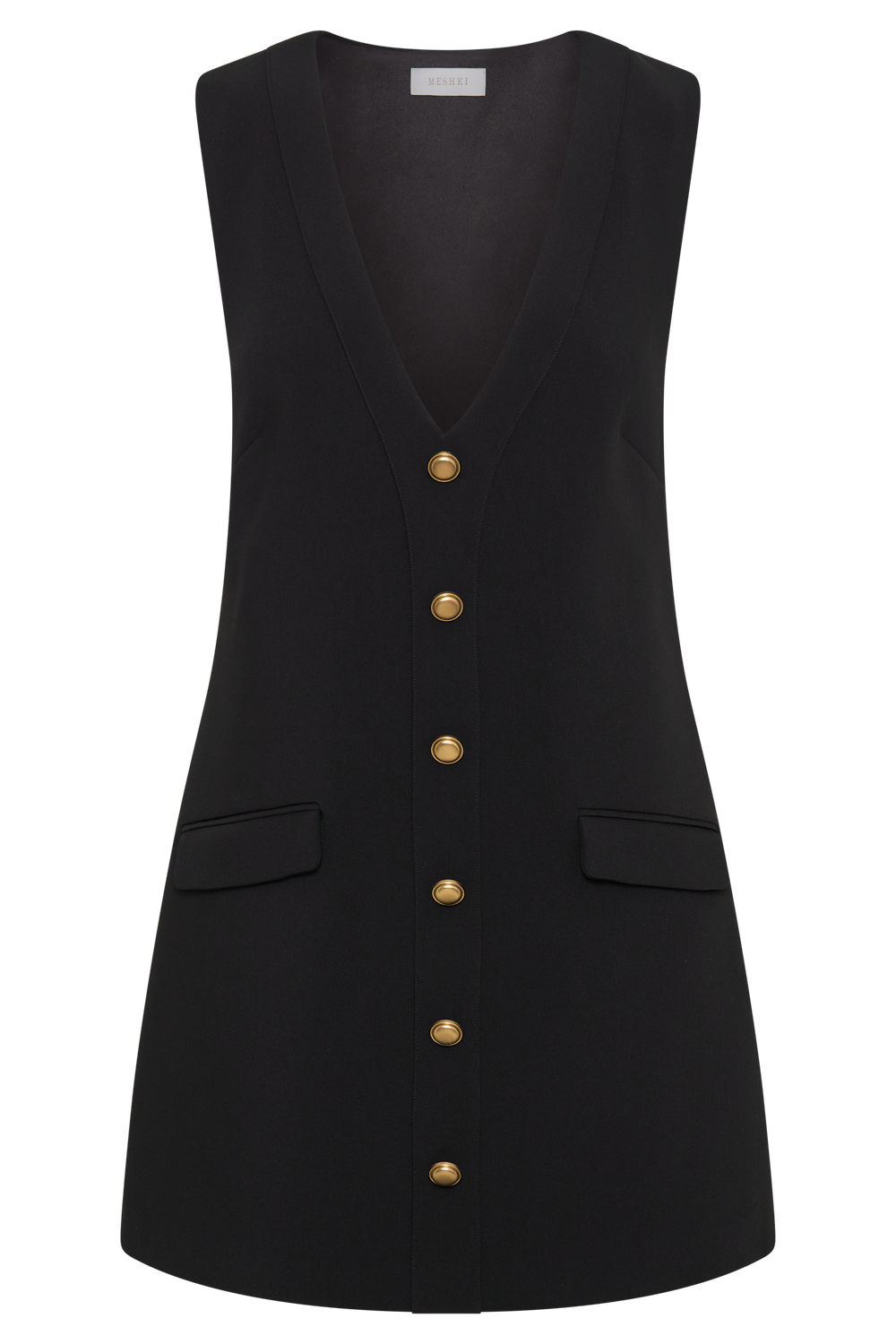 Florentina Sleeveless Suiting Mini Dress - Black