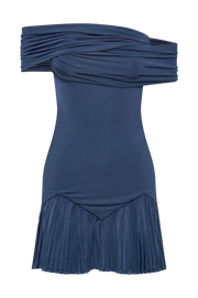 Melina Slinky Off Shoulder Mini Dress - Navy