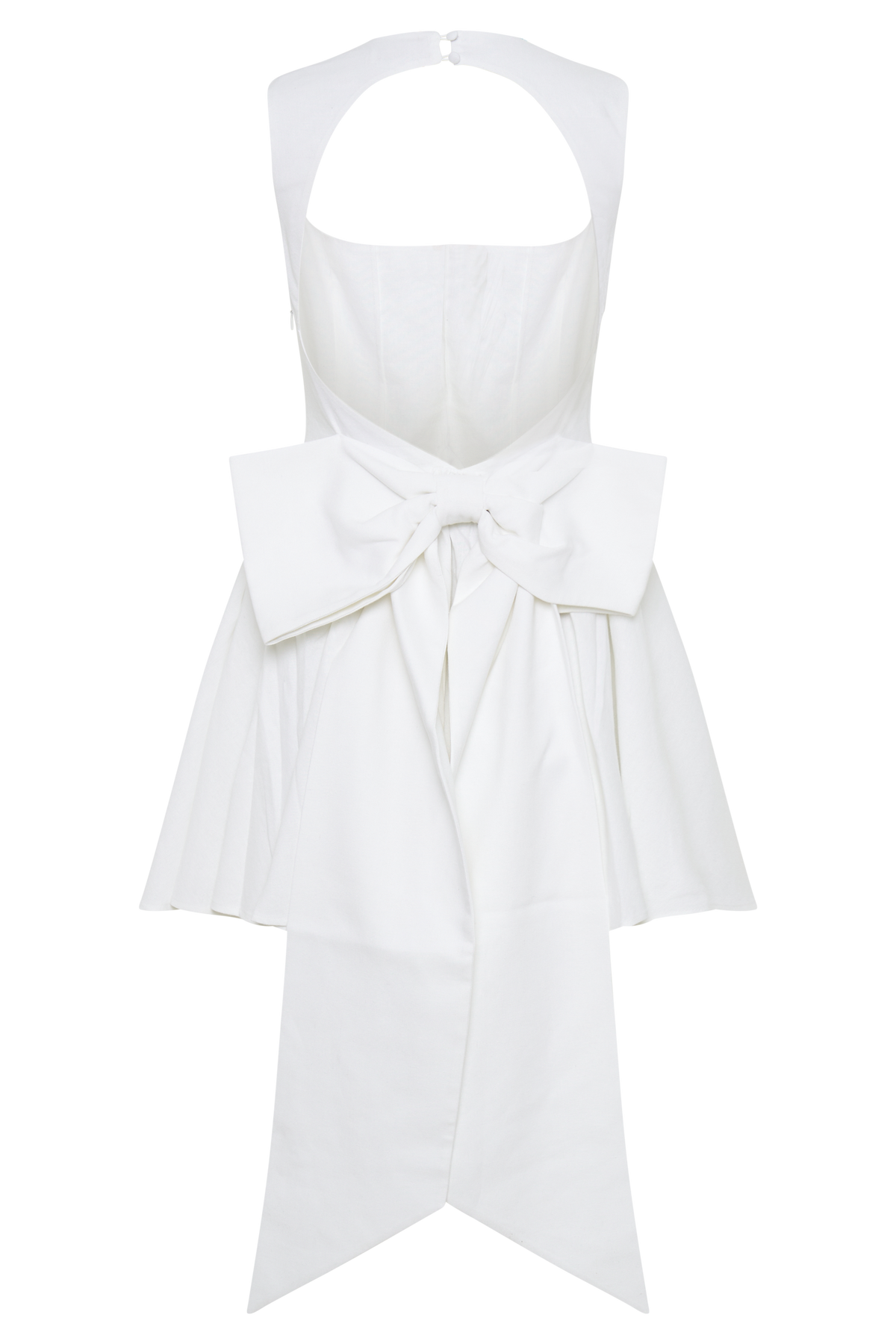 Marcella Linen Bow Back Mini Dress - White #8