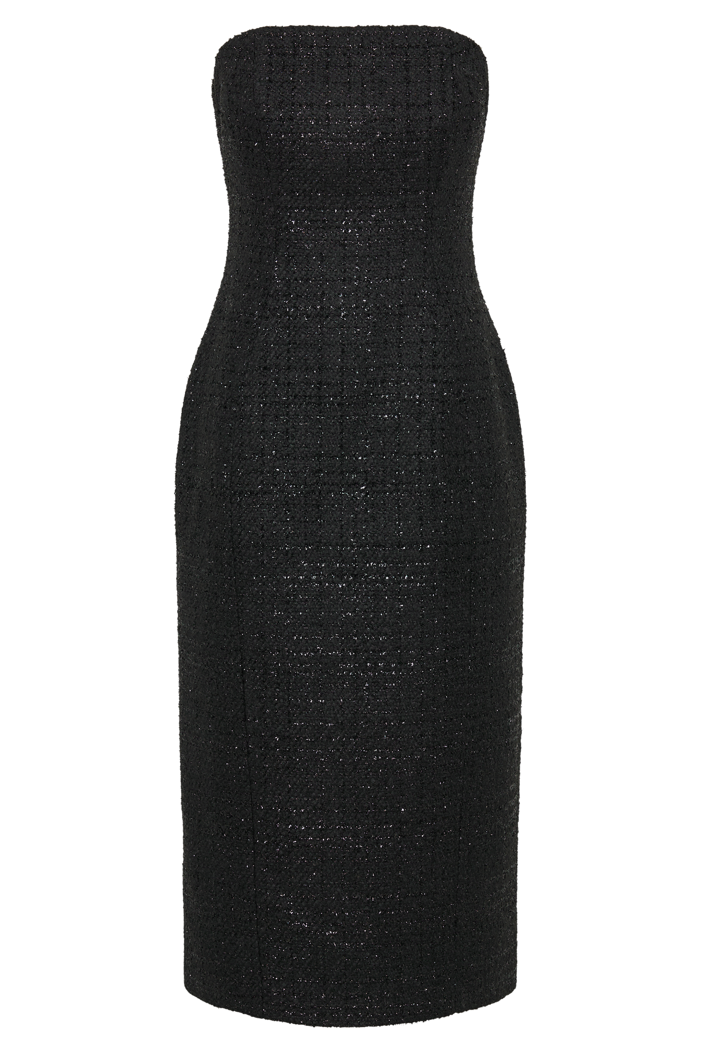 Monet Tweed Strapless Midi Dress - Black