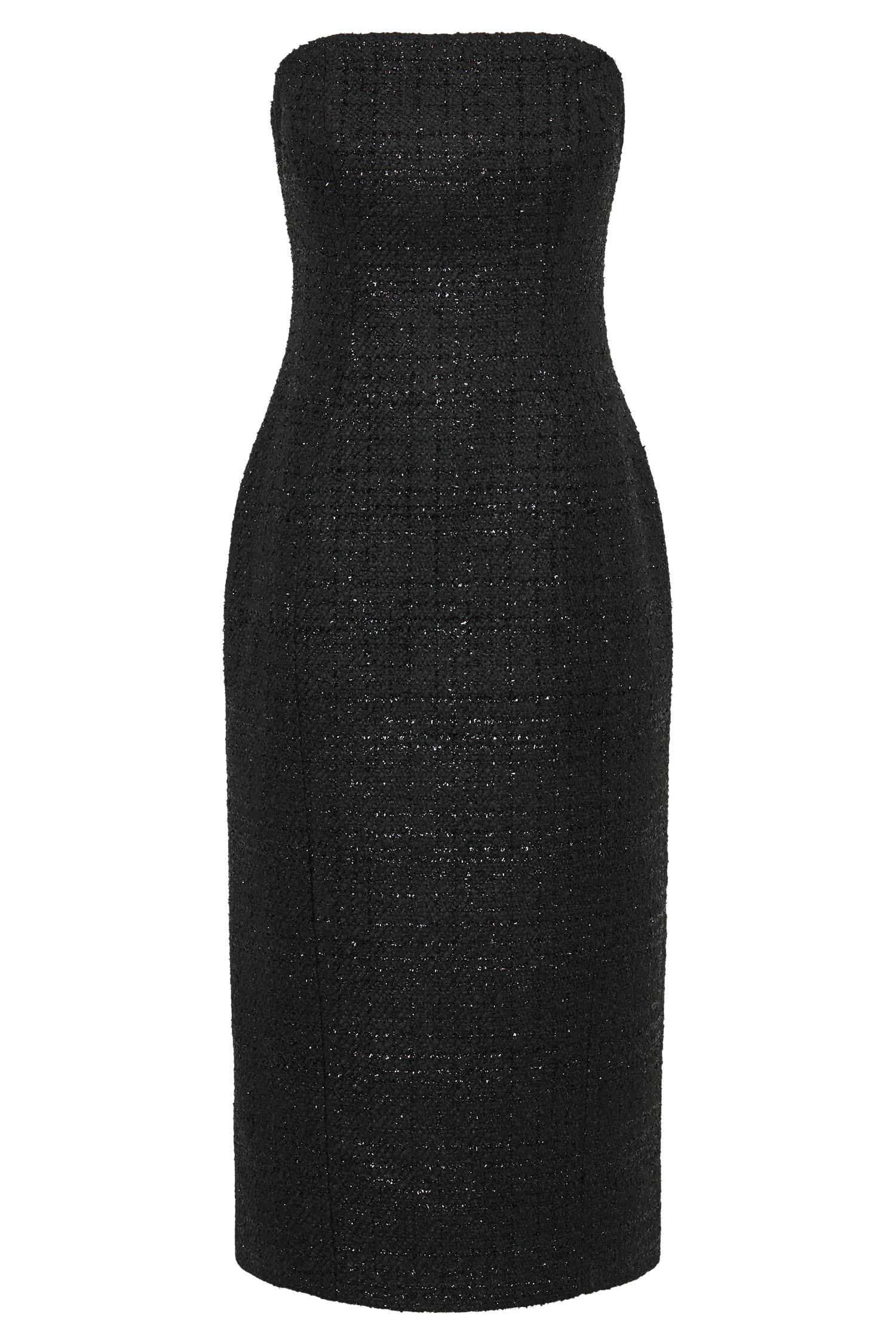 Monet Tweed Strapless Midi Dress - Black #6