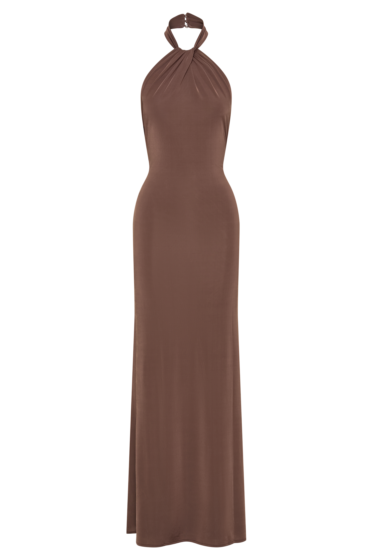Elyna Slinky Halter Maxi Dress - Chocolate #7