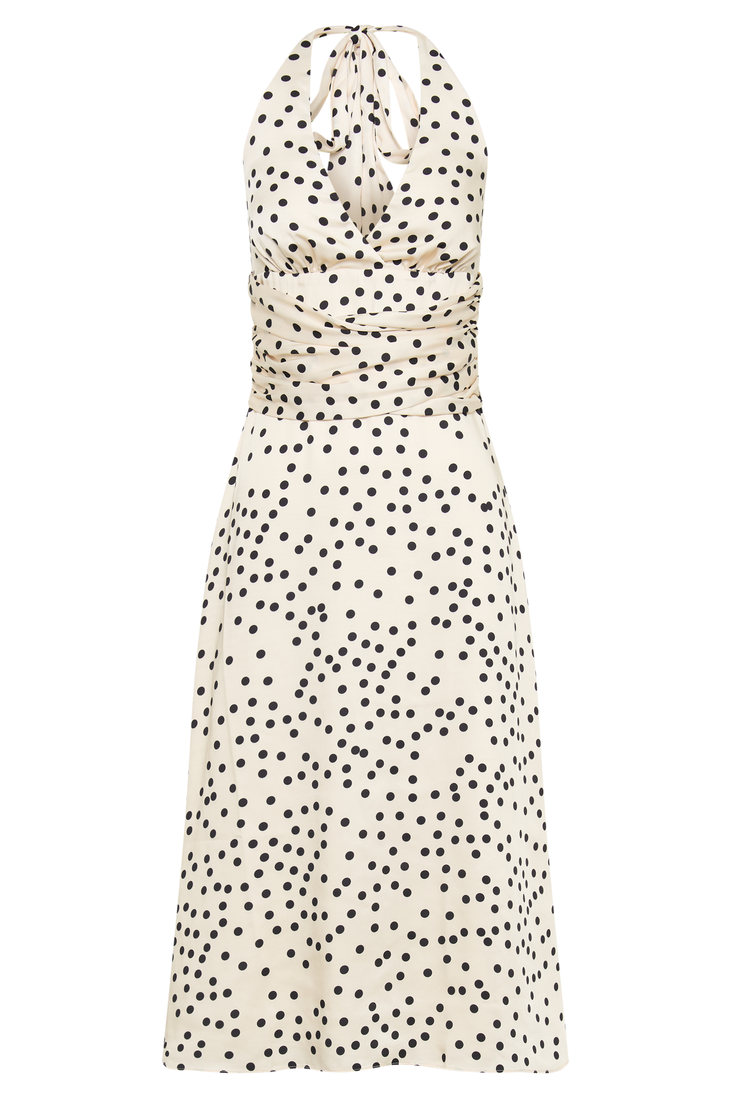 Marguerite Satin Halter Midi Dress - Polkadot