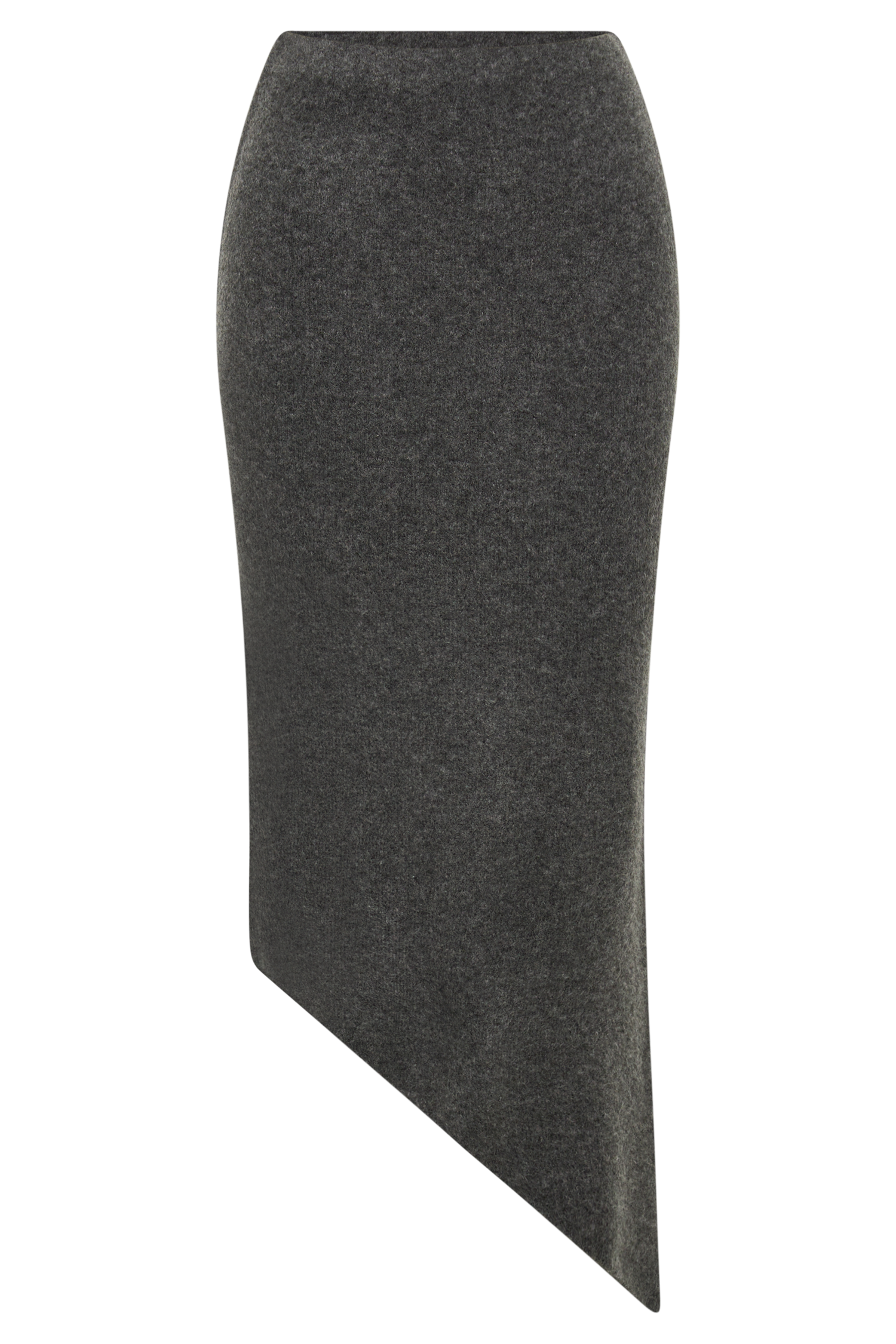 Genevieve Asymmetrical Knit Midi Skirt - Charcoal Marle #13