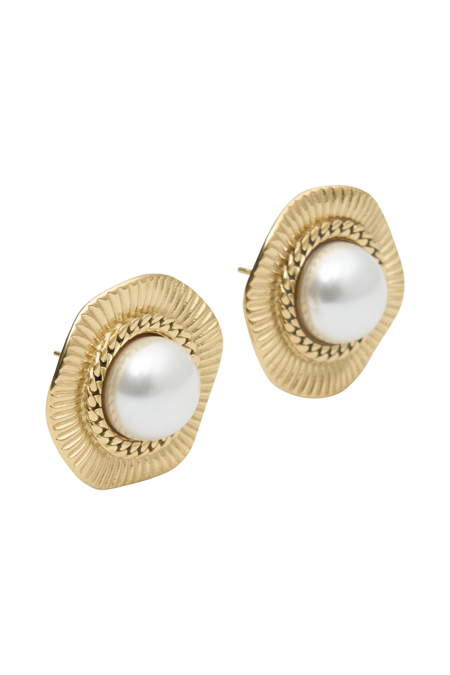 Zita Circle Pearl Earrings - Gold