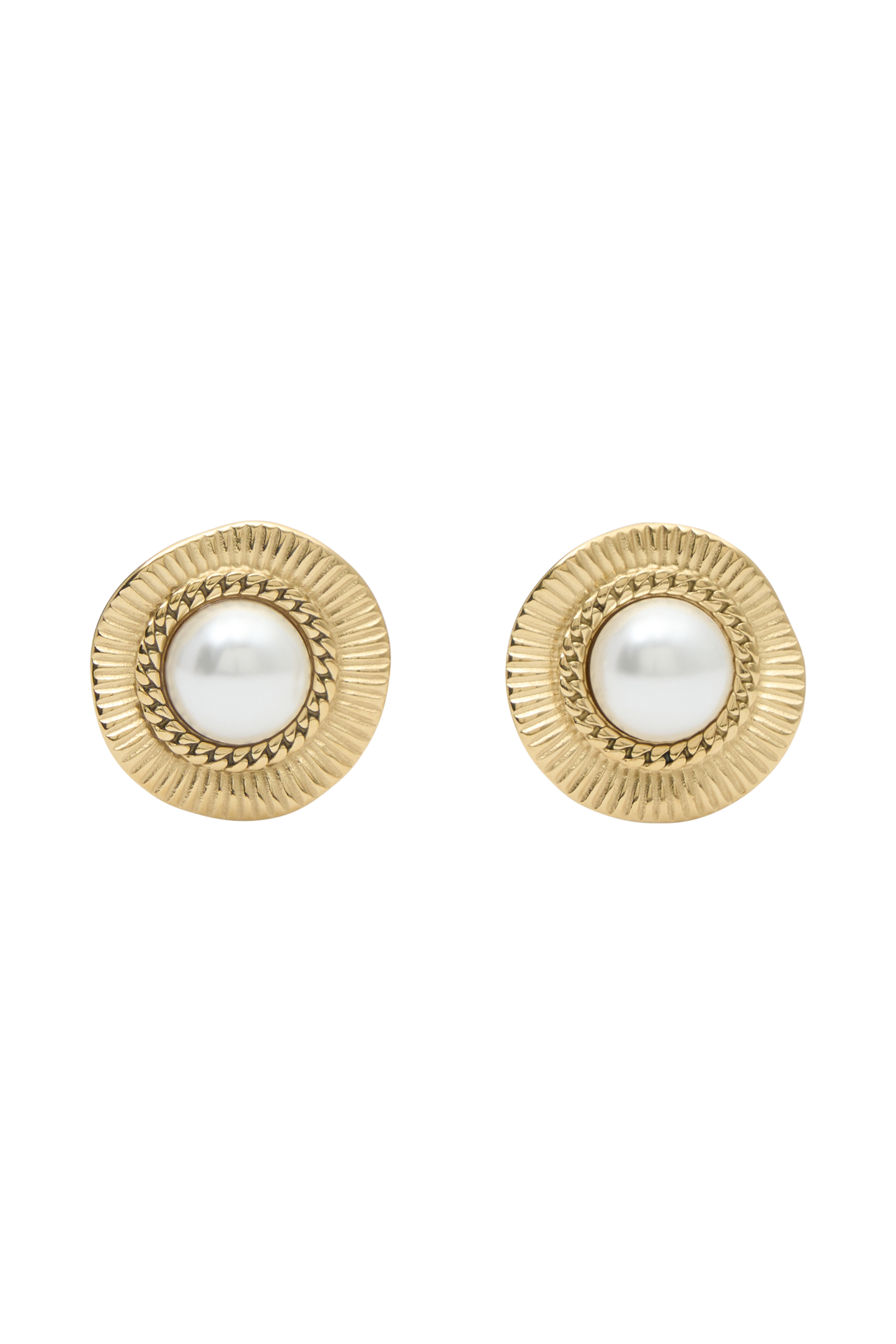 Zita Circle Pearl Earrings - Gold