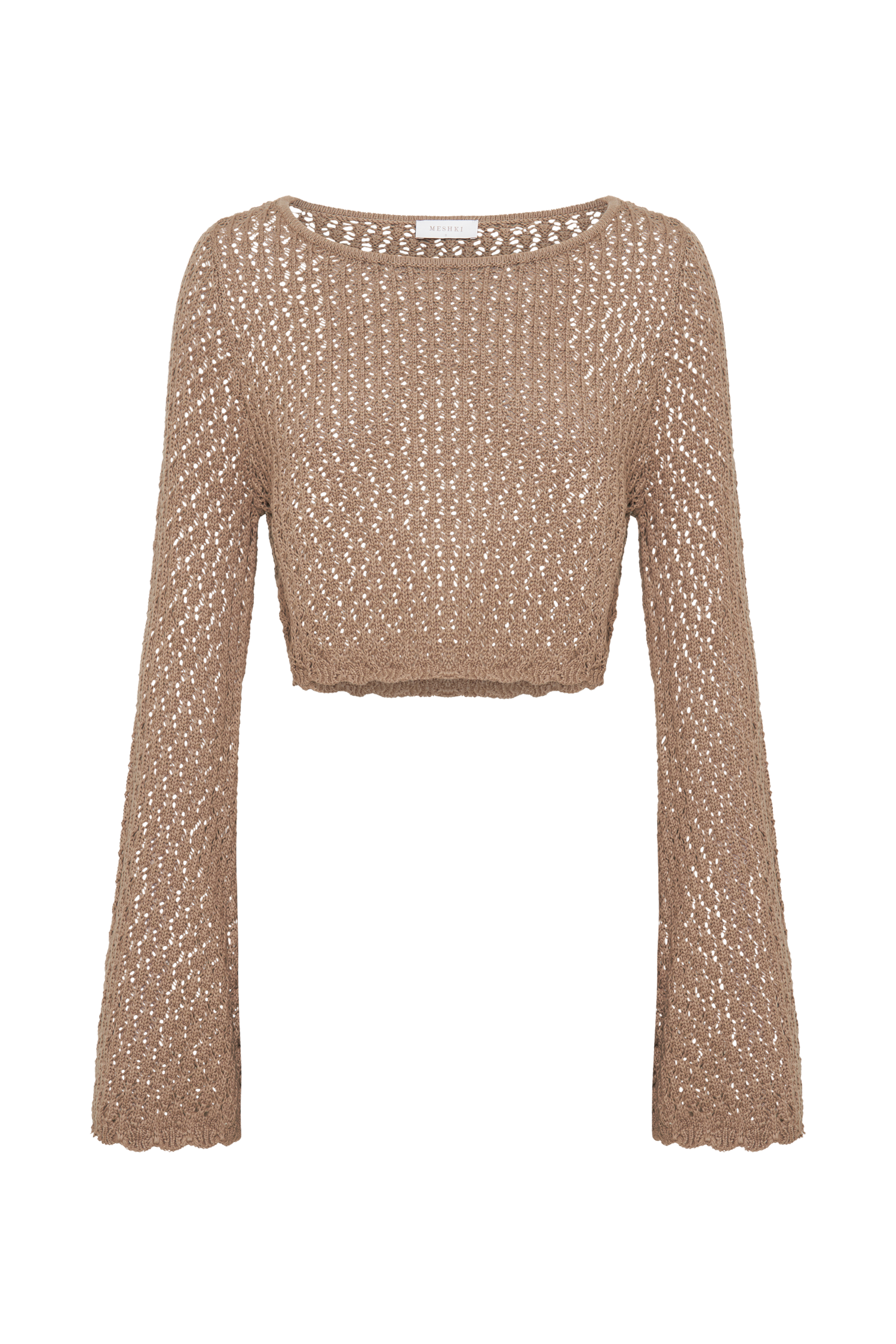 Sian Knit Long Sleeve Crop Top - Taupe #7
