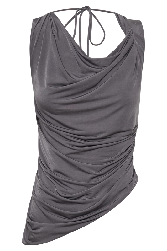 Prianyka Slinky Sleeveless Top - Charcoal