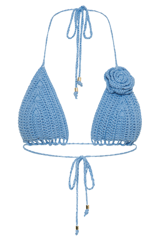 Verali Rose Crochet Bikini Top - Cornflower Blue