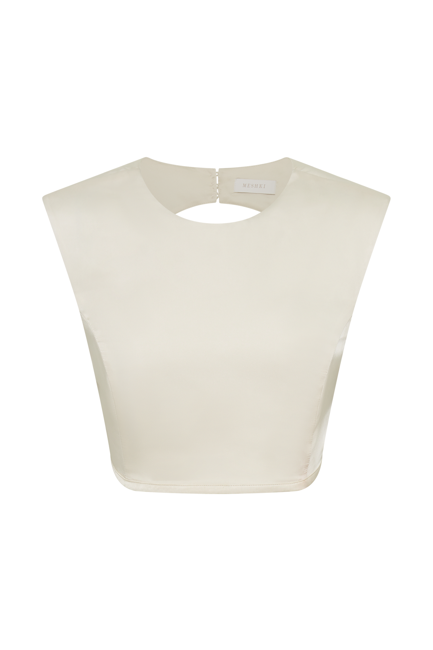 Viviana Satin Sleeveless Crop Top - Ivory