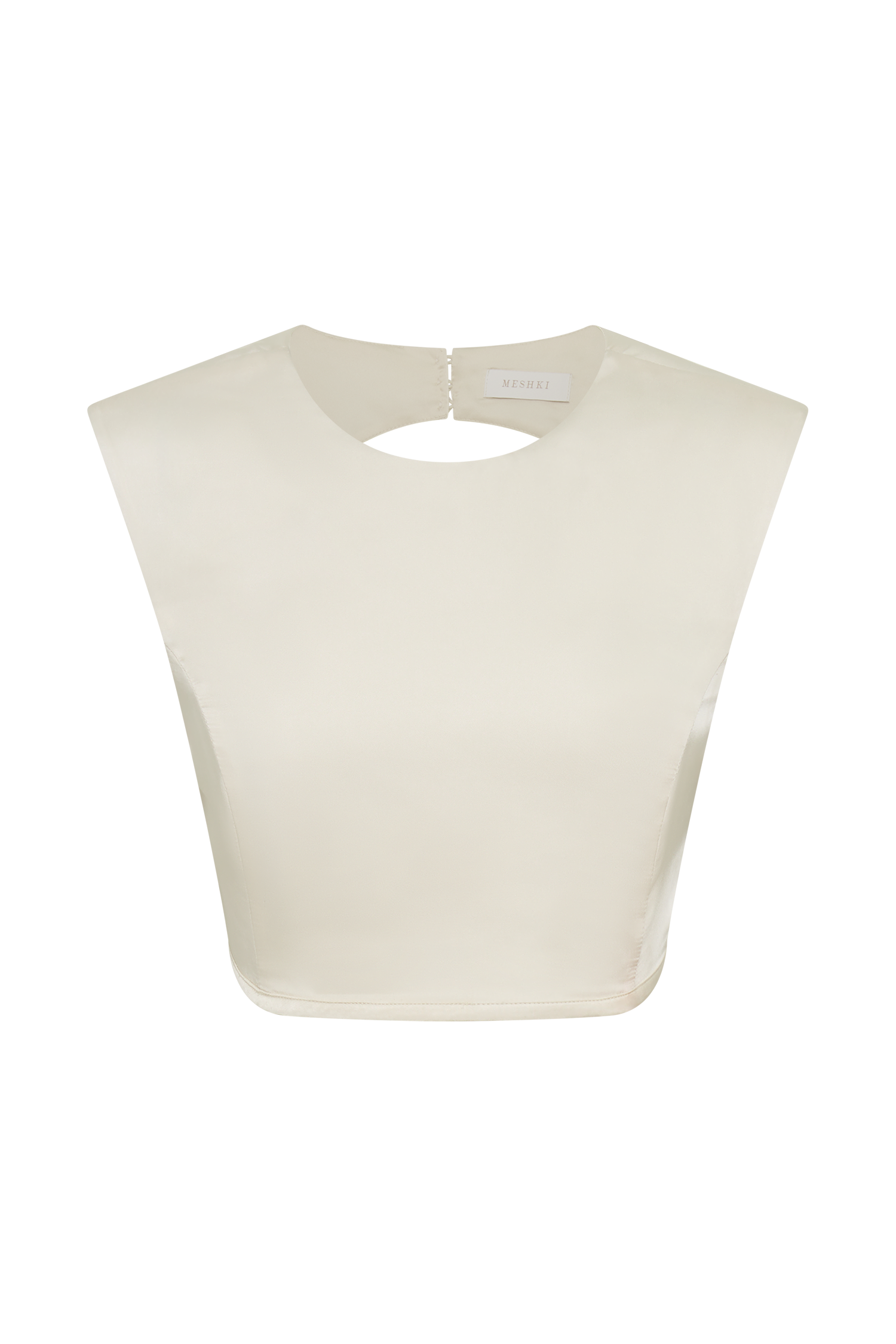Viviana Satin Sleeveless Crop Top - Ivory #9