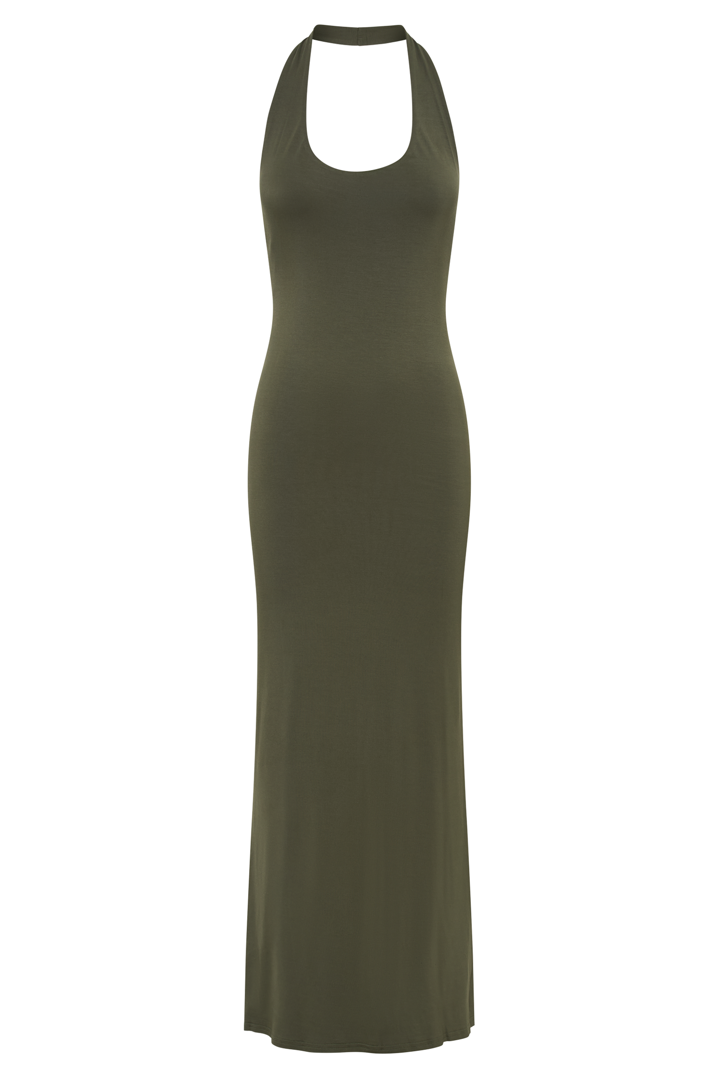 Jessica Modal Halter Maxi Dress - Military Olive