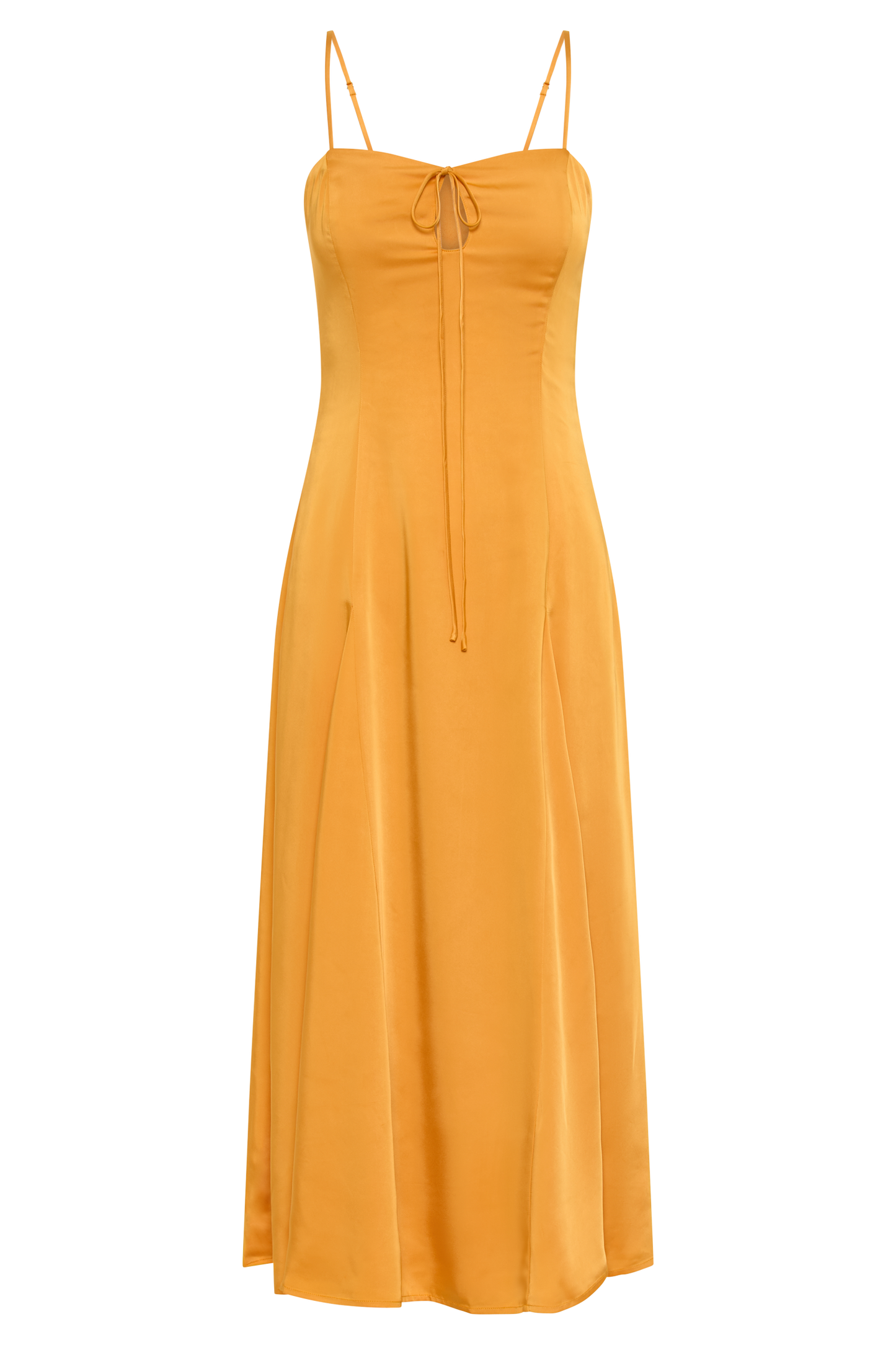 Luciana Satin Midi Dress - Tangerine