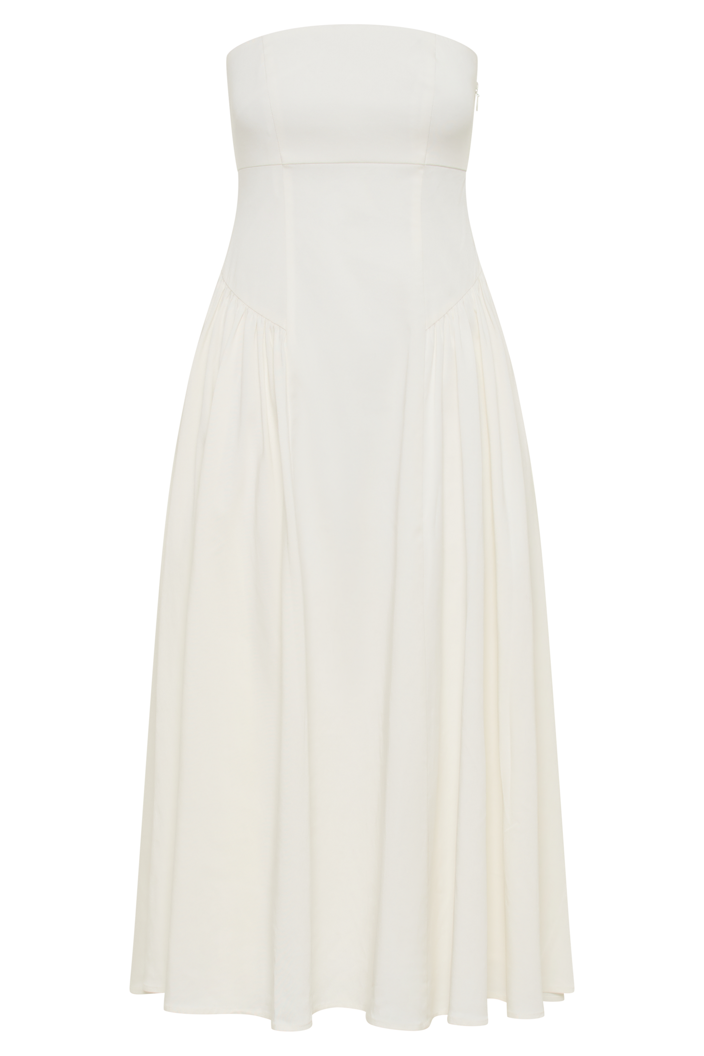 Carmele Cotton Gathered Midi Dress - White