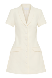 Paolina Collared Suiting Mini Dress - Ivory
