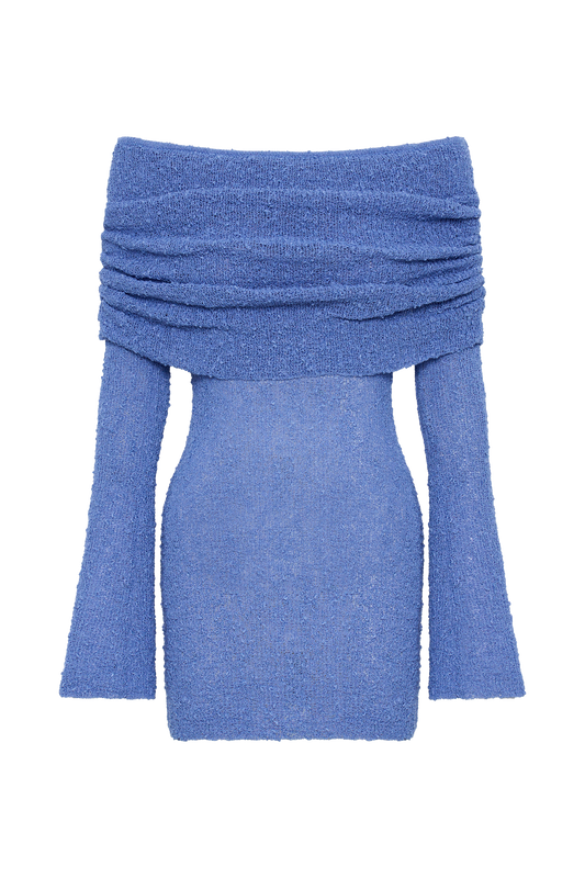 Marisol Off Shoulder Boucle Mini Dress - Periwinkle