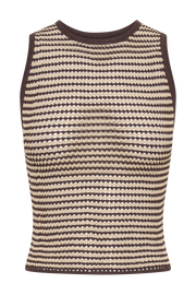 Omarosa Stripe Knit Tank Top - Chocolate/Nude