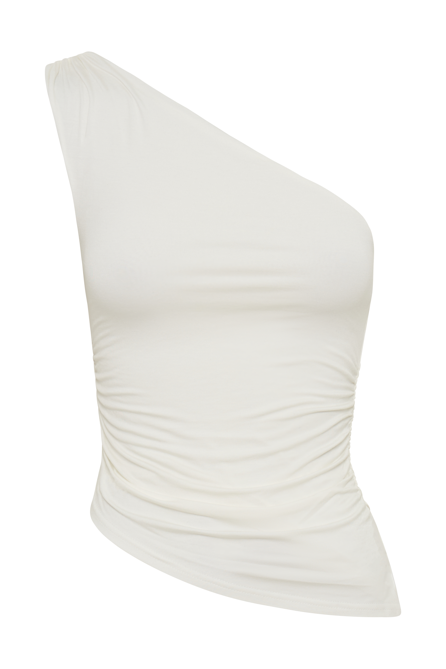 Sarah One Shoulder Modal Asymmetric Top - White #10