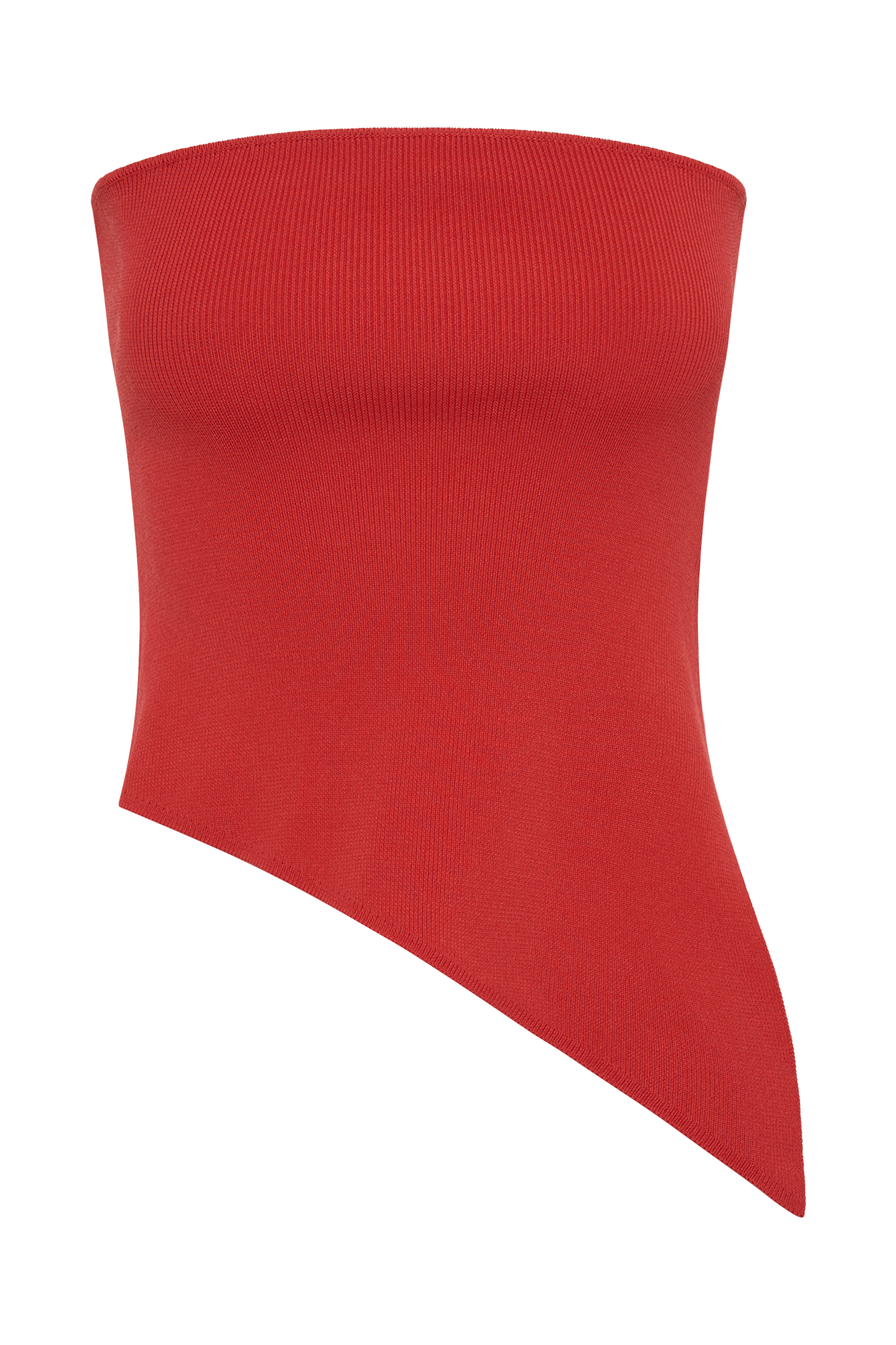 Sidney Asymmetrical Strapless Knit Top - Pomegranate