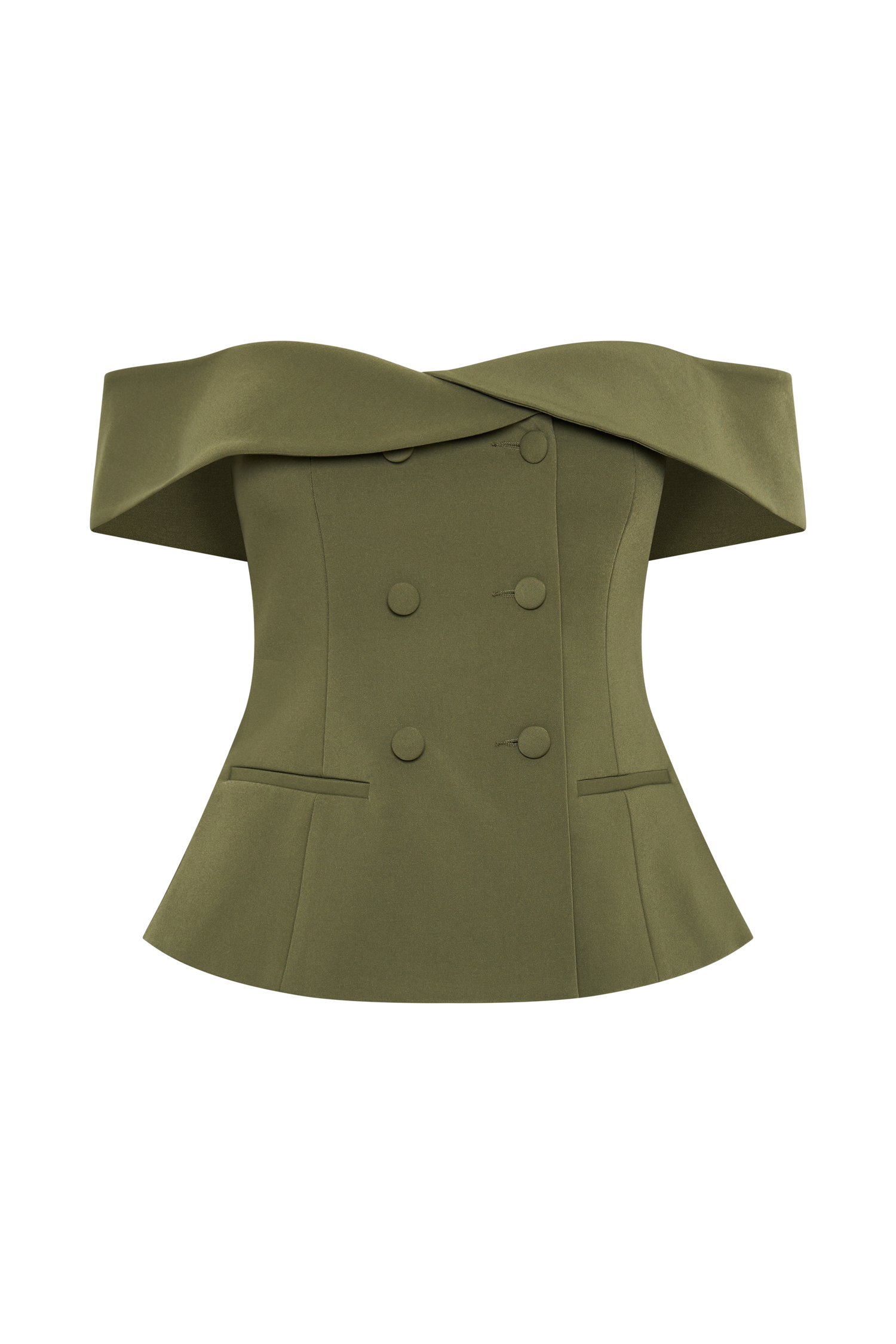 Krista Strapless Suiting Top - Military Olive #6