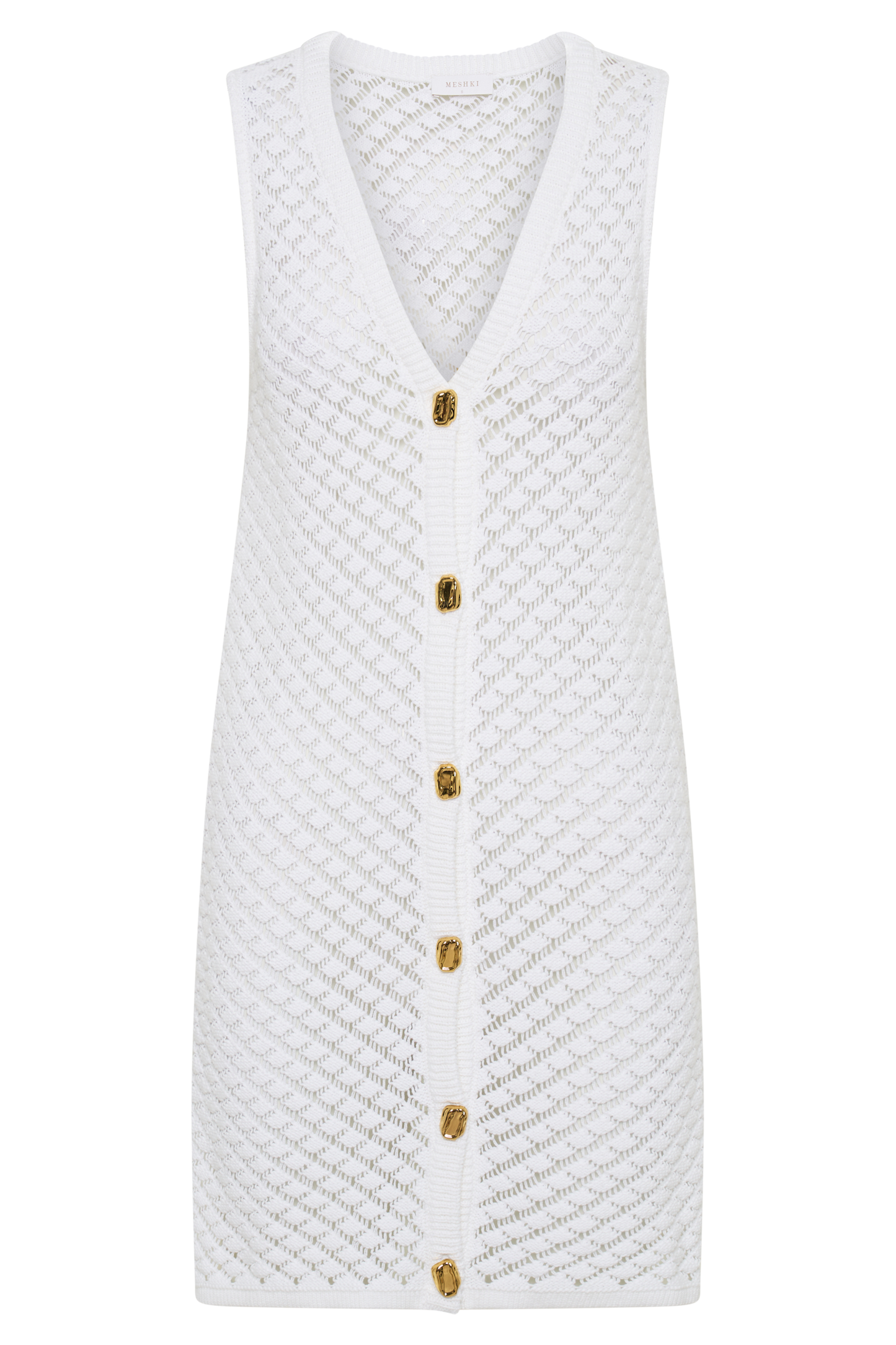 Delta Sleeveless Knit Button Up Mini Dress - Ivory